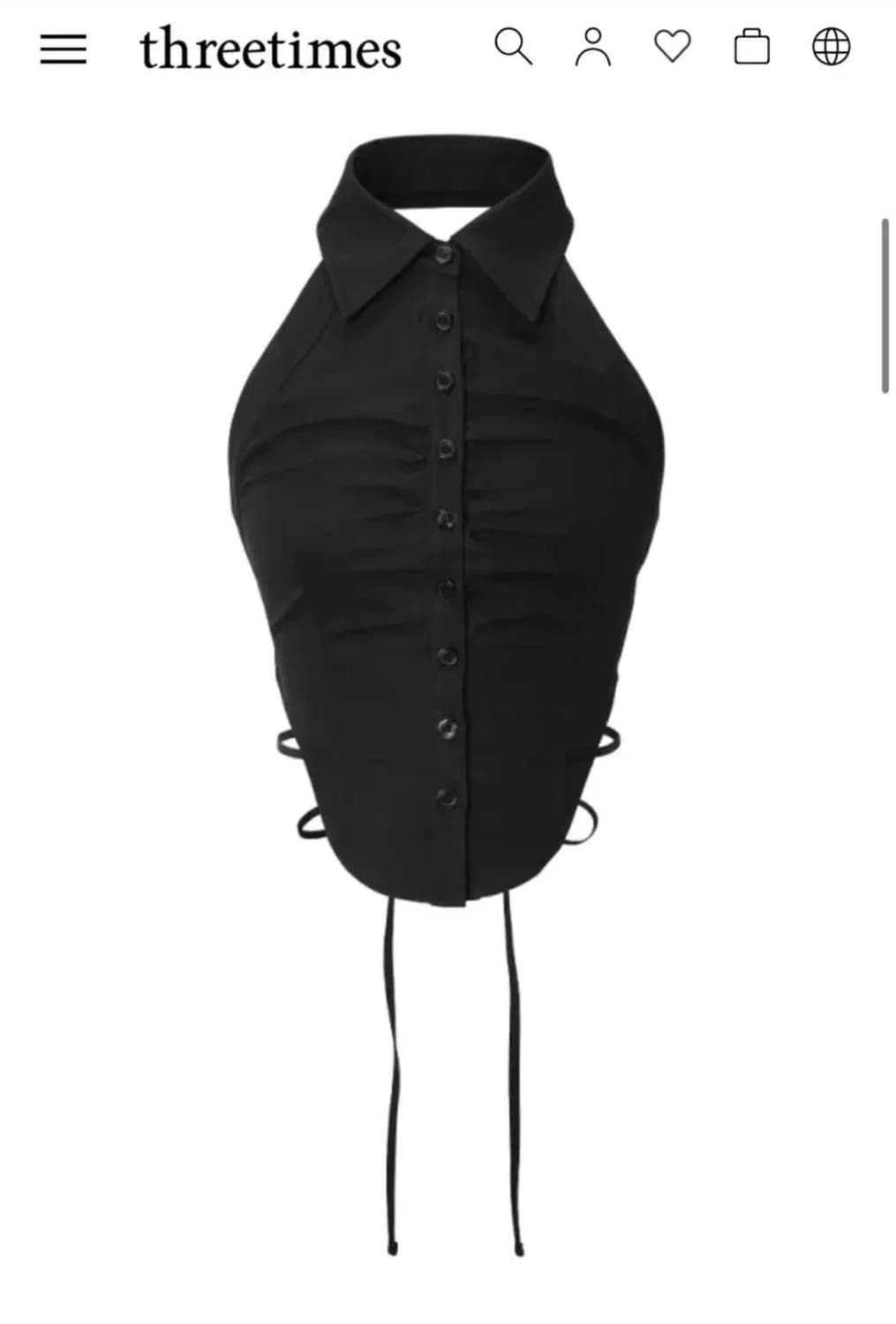 쓰리타임즈) Shirt halter top BK M 상품이미지1