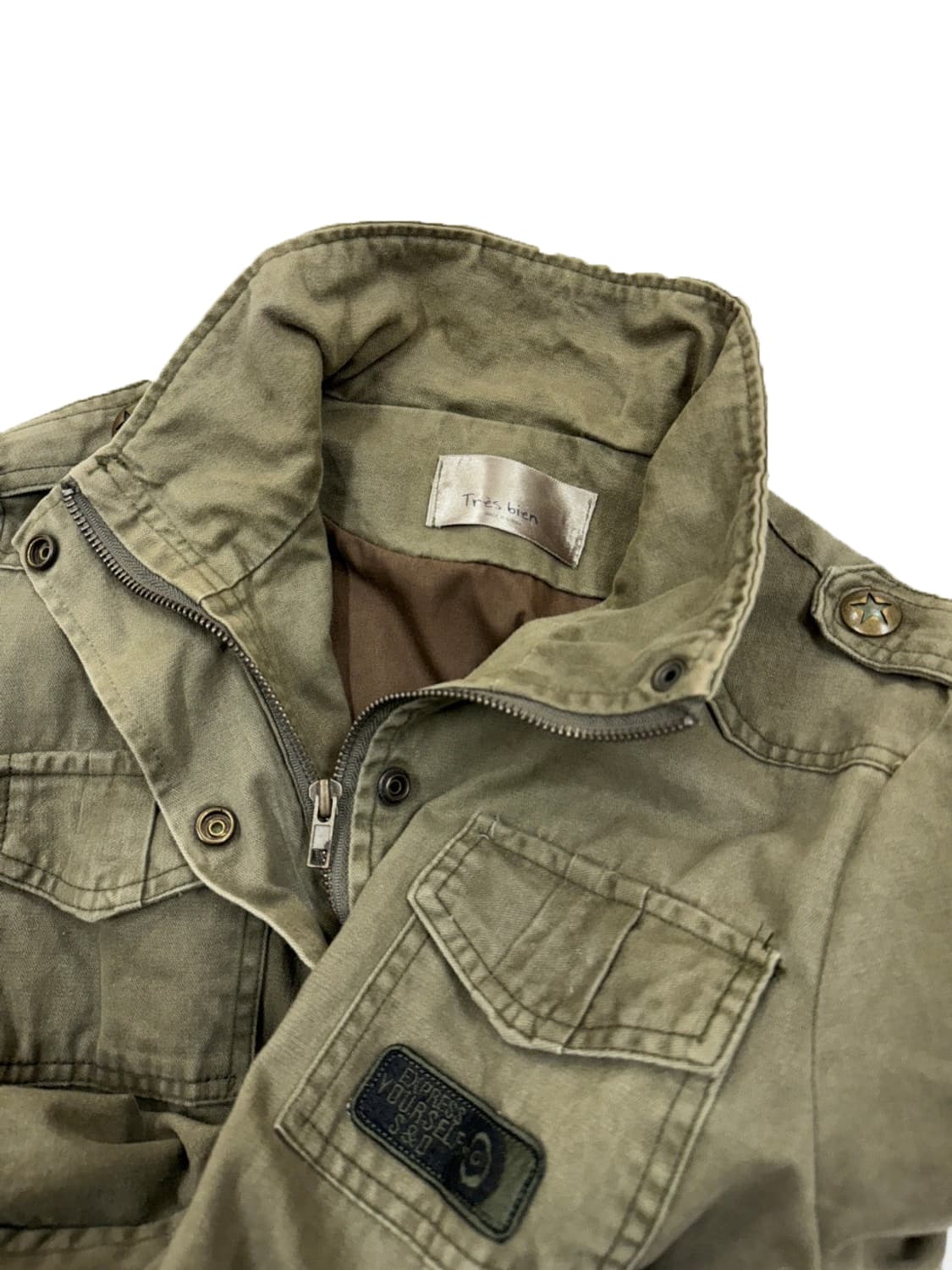 빈티지 TRES BIEN 카키 밀리터리 야상 자켓 상품이미지6