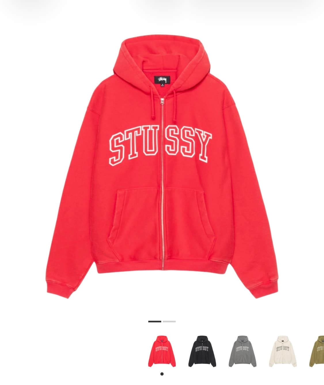 스투시 아웃라인 집 후드 레드 m 상품이미지1