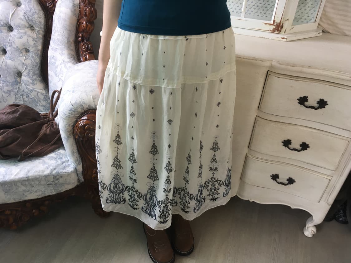 vintage ivory antique long skirt 상품이미지3