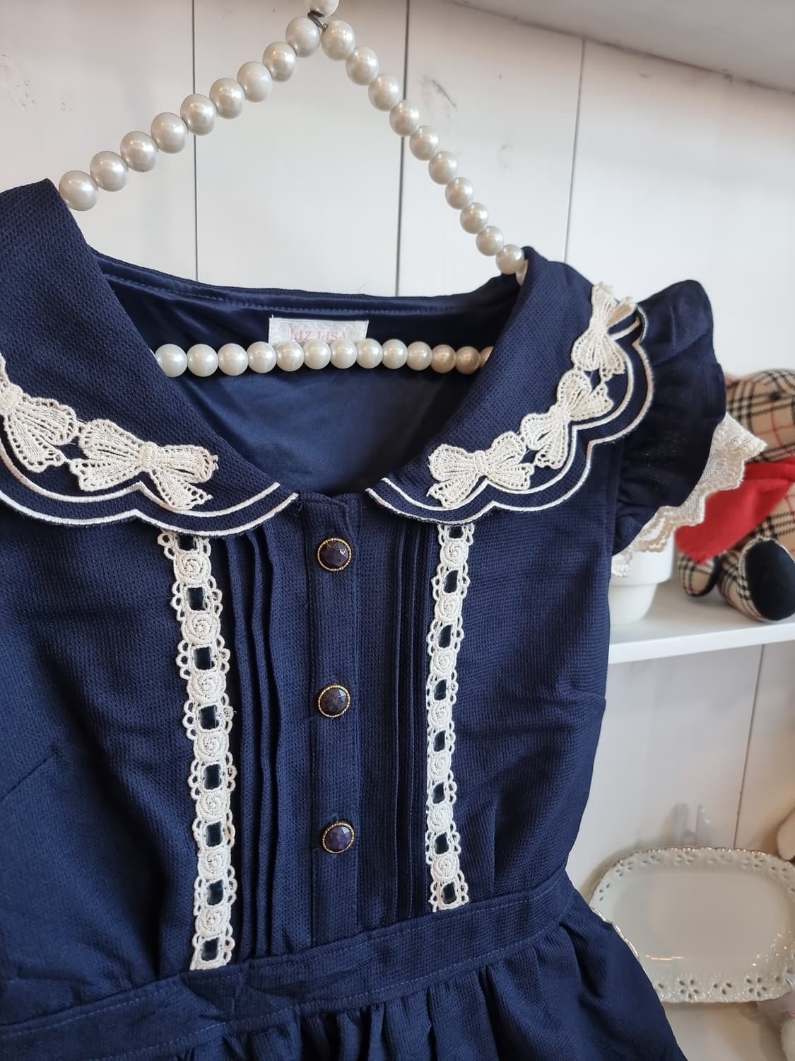 LIZ LISA, 리즈리사) 네이비 세일러 카라 레이스 원피스 상품이미지5