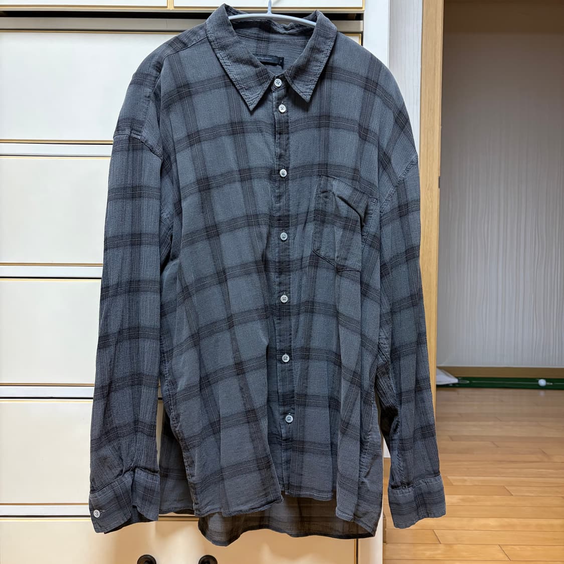 (3) 해칭룸 클래식 셔츠 피그먼트 다이드 체크 브라운 상품이미지3