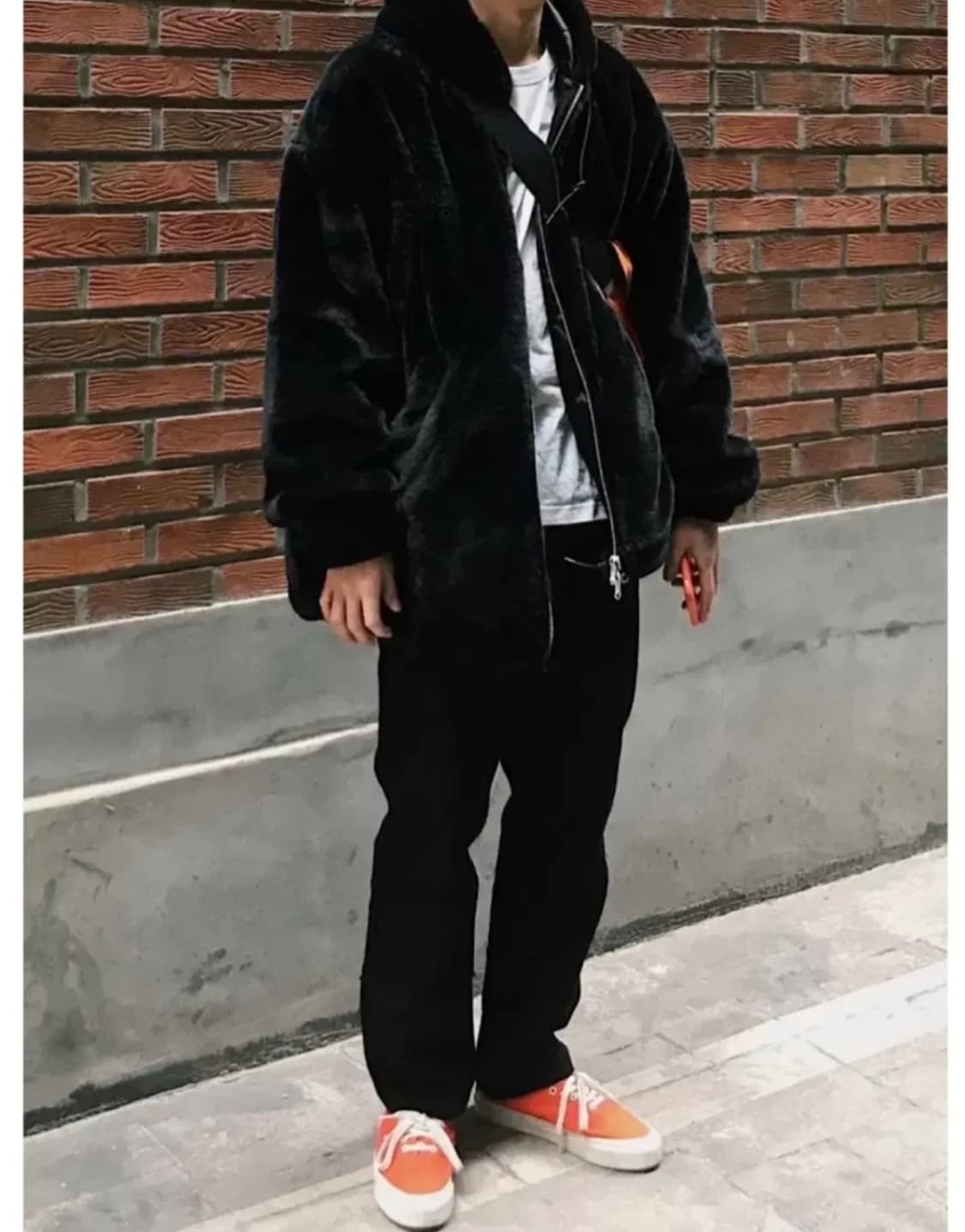 [105-110] 가쿠로 페이크퍼 후드 집업 블랙 상품이미지1