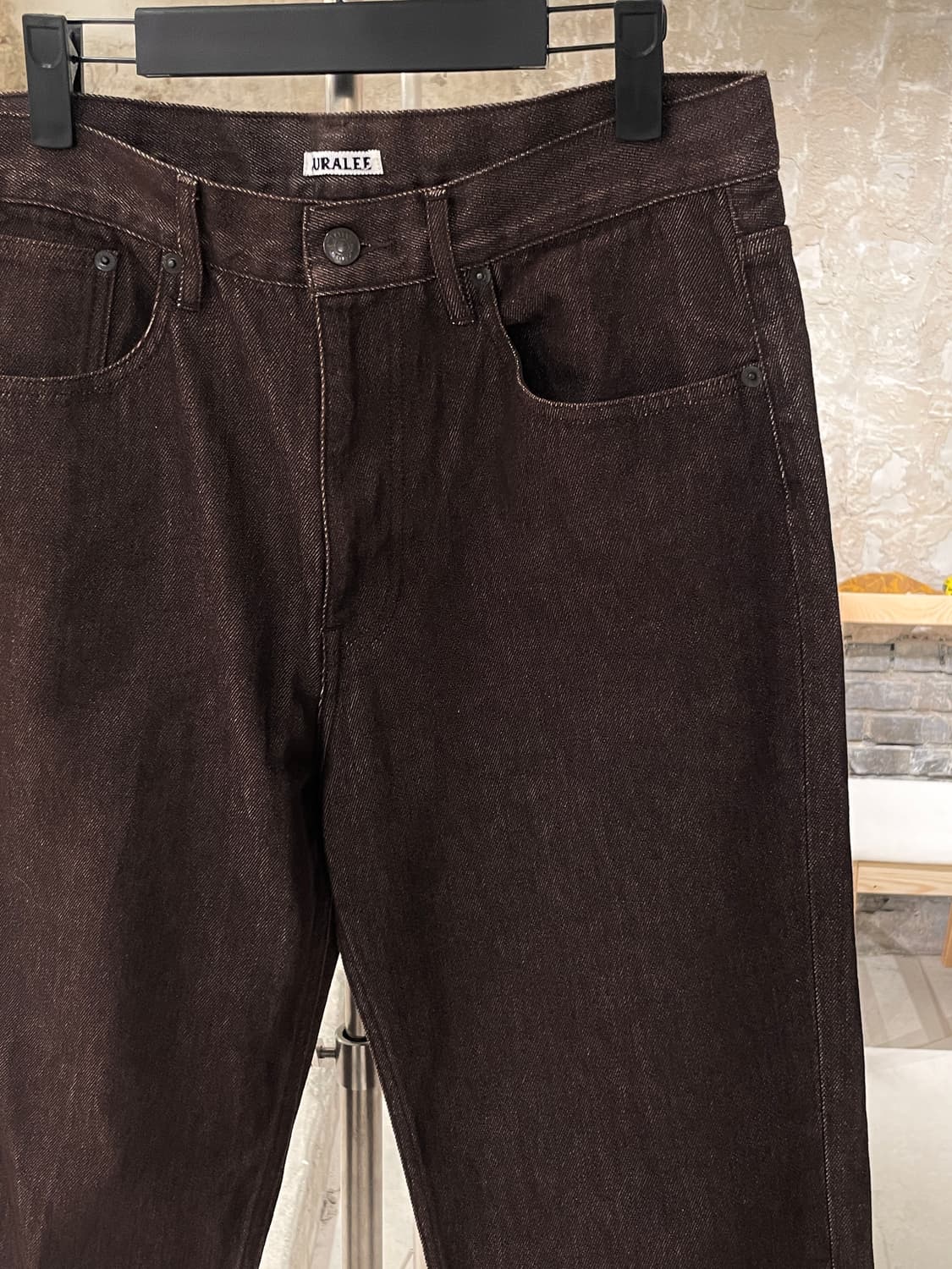 오라리 브라운 하드 트위스트 와이드 데님 팬츠 상품이미지3