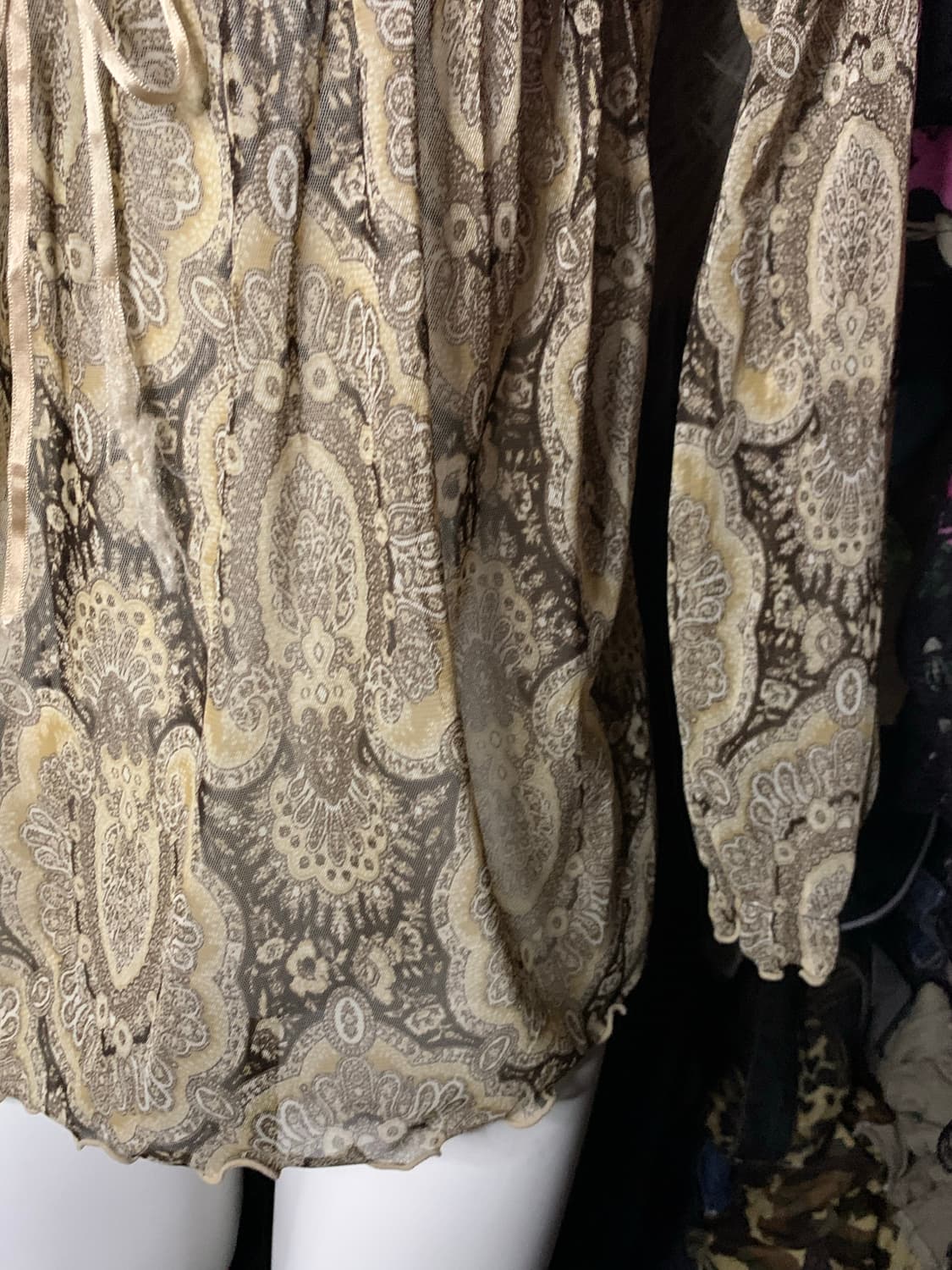 브라운 오리엔탈 모리 리본블라우스 상품이미지3