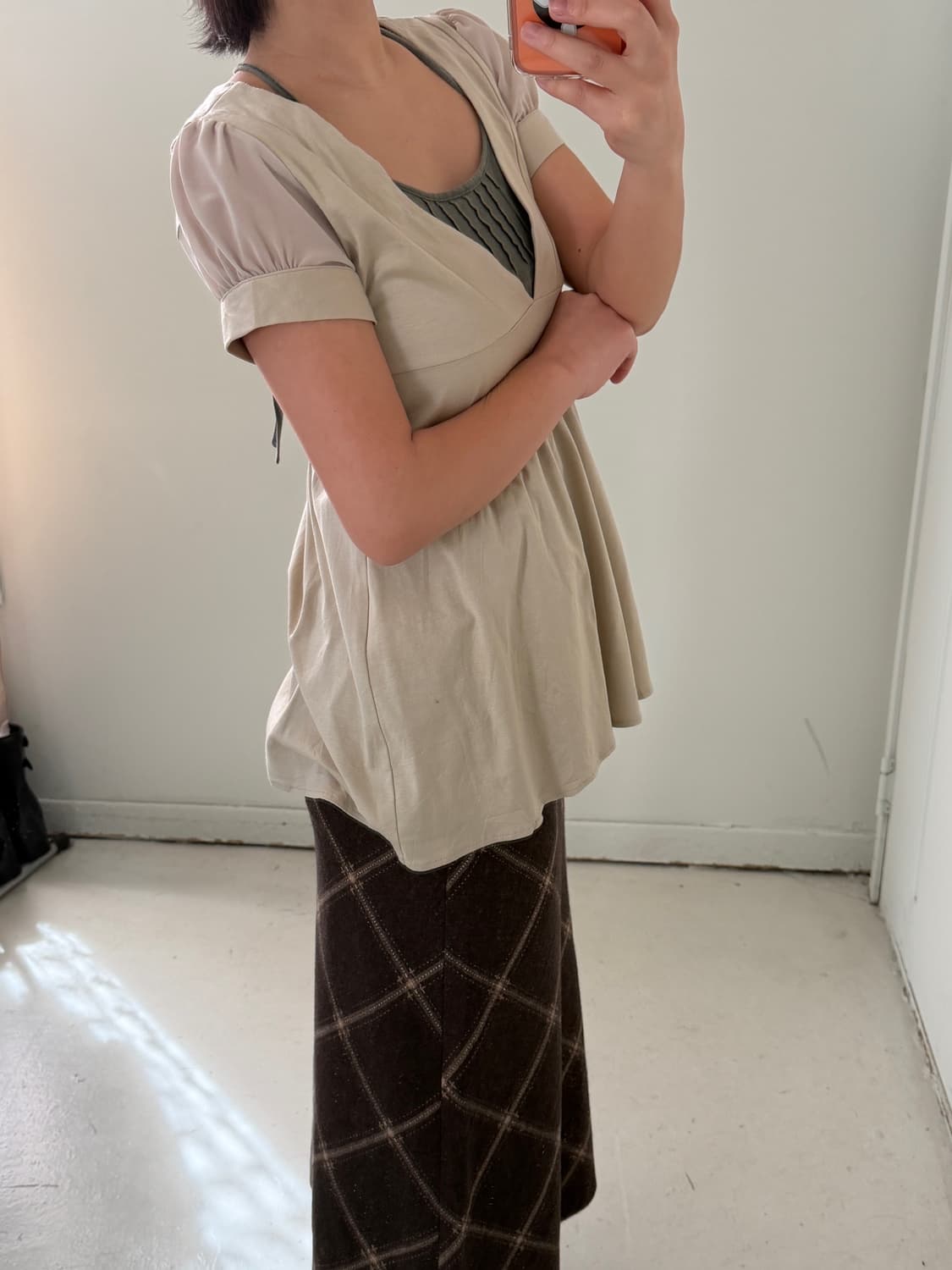 일본빈티지 카키 베이지 레이어드 세트 상품이미지4