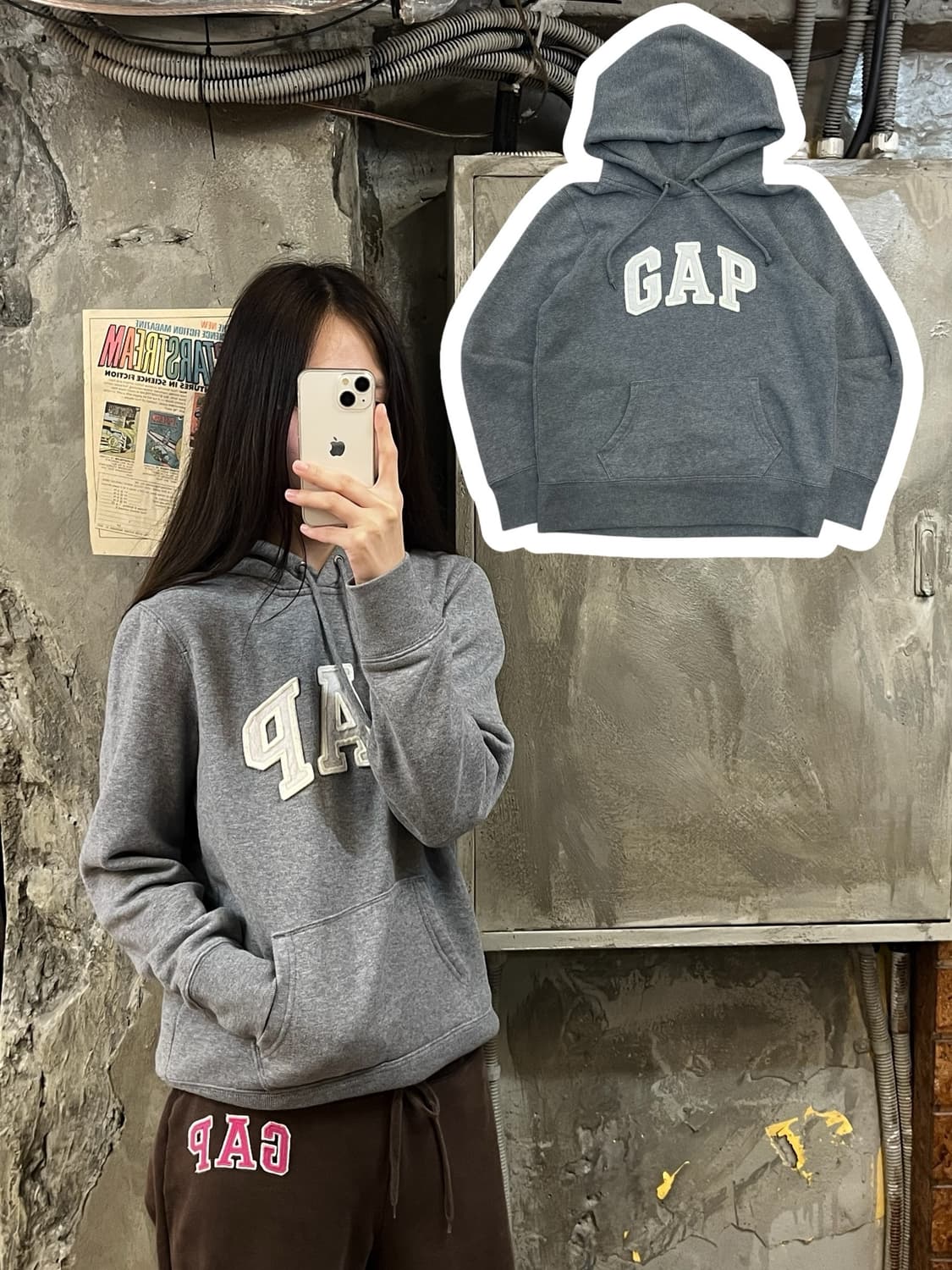 갭 후드티 그레이 M #csz407 상품이미지1