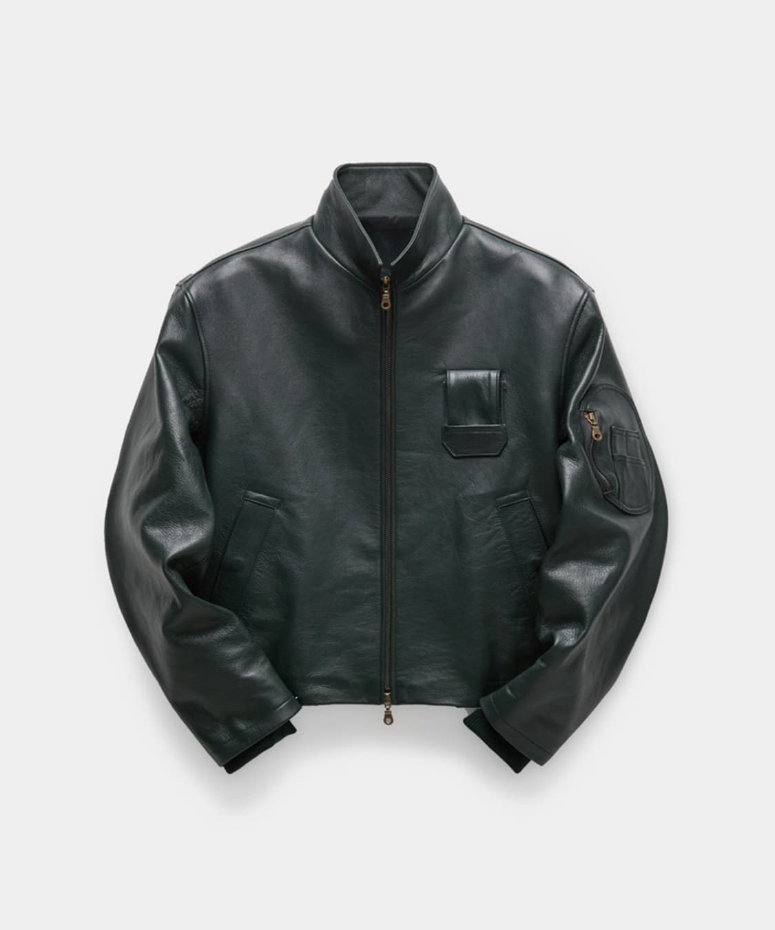 쿠어 파일럿 레더 자켓 그린 상품이미지1