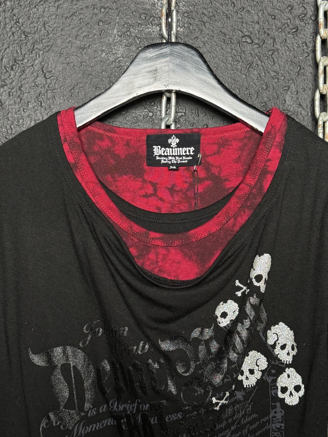 Black & Red Layered 3/4 Sleeve T-shirt   상품이미지6