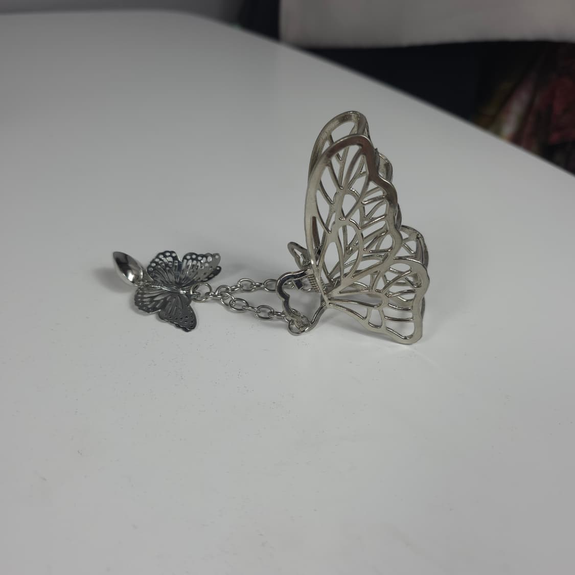 [새상품] 나비 펜던트 체인 헤어 집게핀 실버 상품이미지6