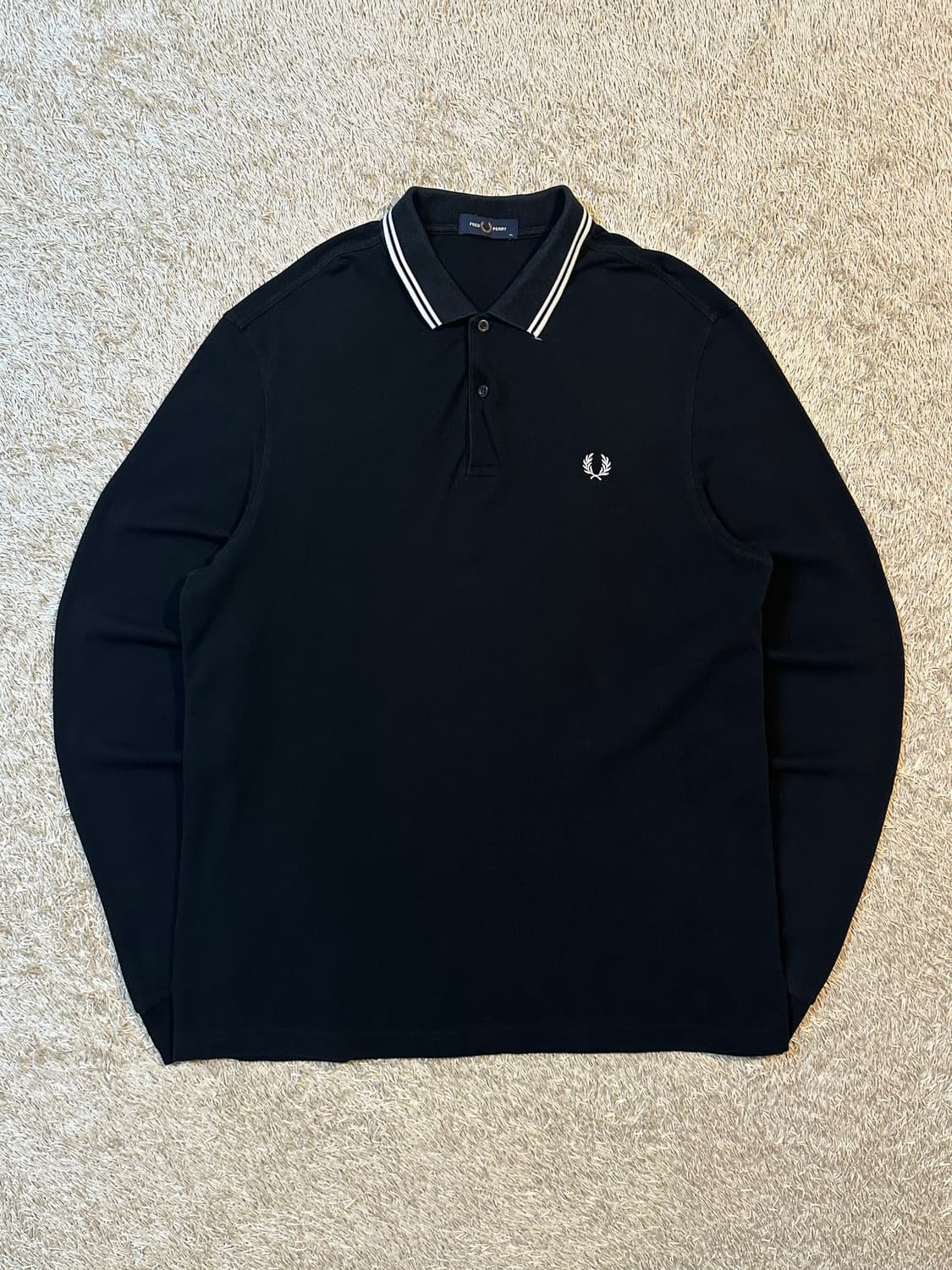 프레드페리 FREDPERRY 트윈 팁 PK 롱슬리브 긴팔 블랙 상품이미지1