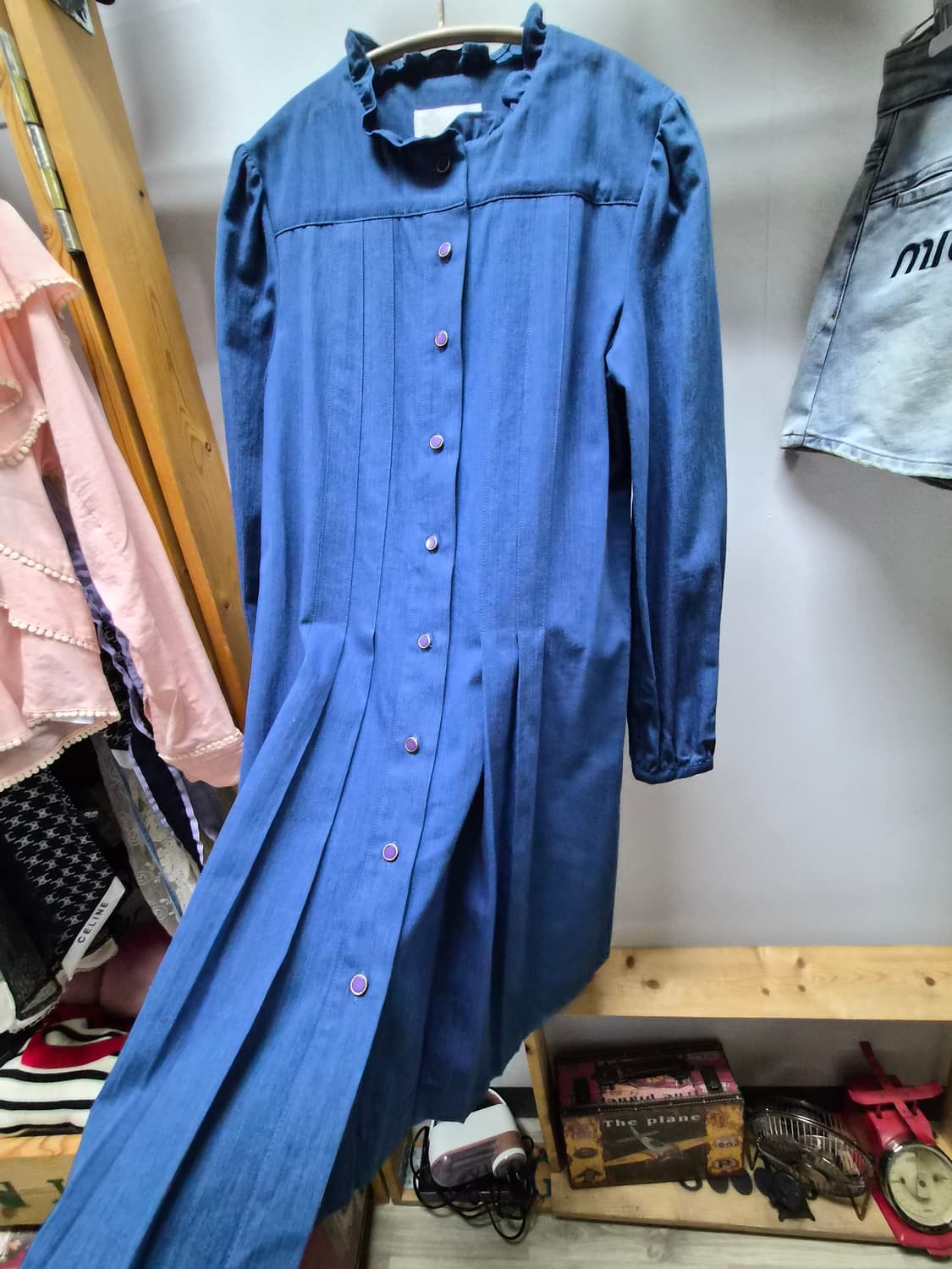 레니본 프릴 데님 원피스 상품이미지5