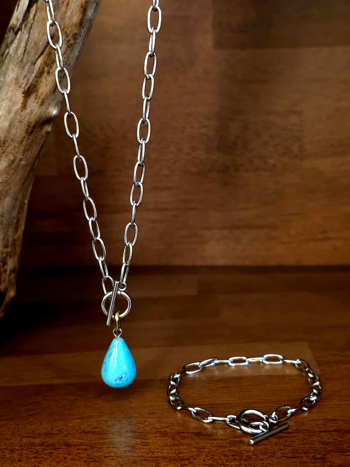 3크로스제작 물방울 터키석포인트 써지컬목걸이 상품이미지4