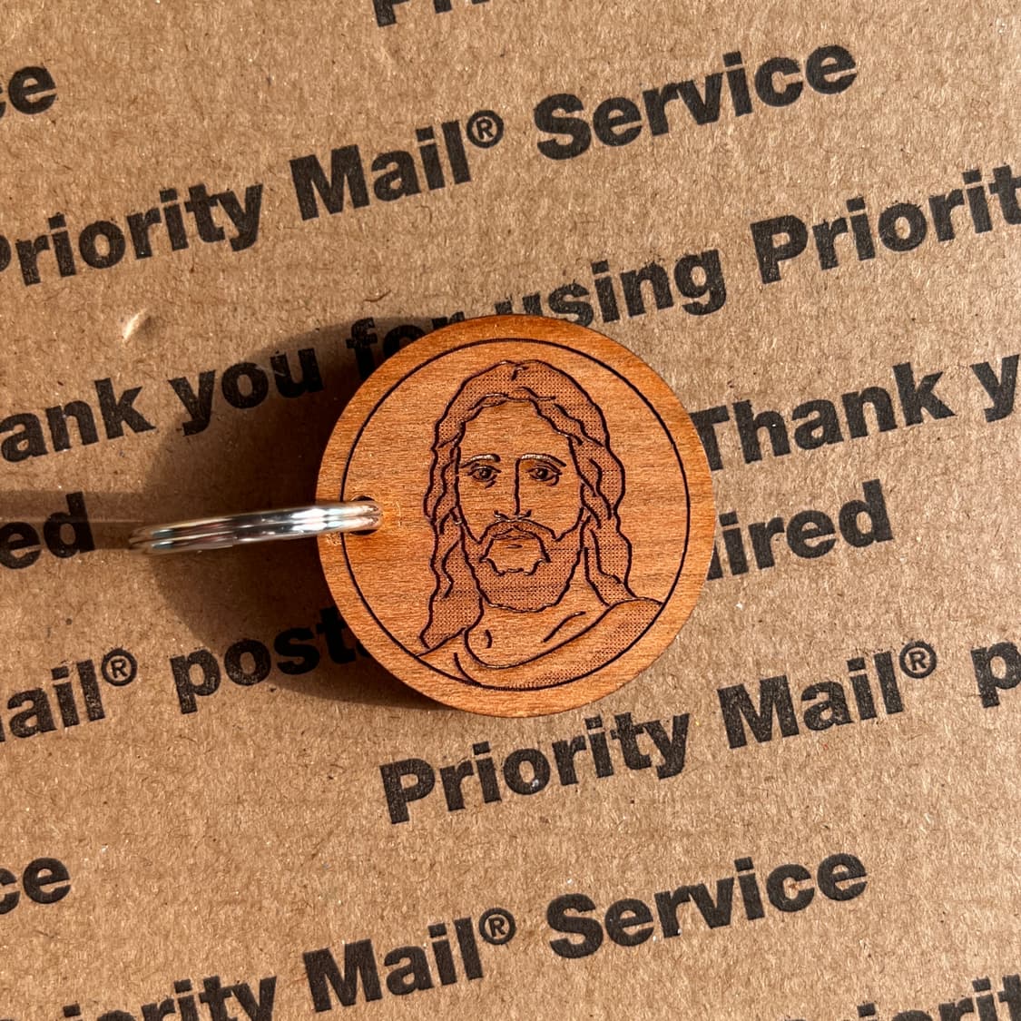 90s vtg Wooden Jesus Keyring 상품이미지1