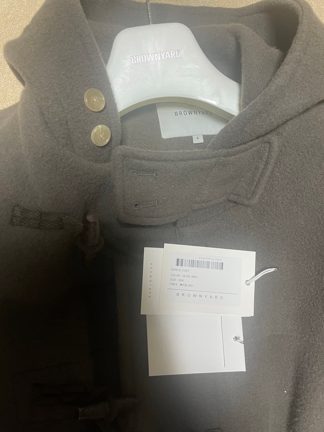 브라운야드 더플코트 올리브 4사이즈 24fw팝니다 상품이미지2