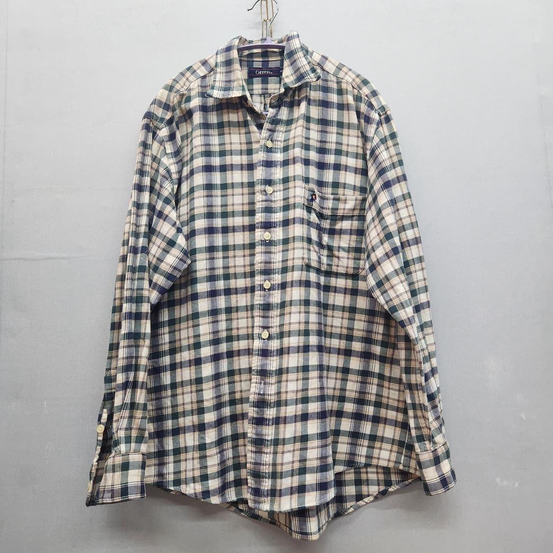 올젠 로고 원포켓 체크패턴 셔츠 100(XL) 상품이미지1