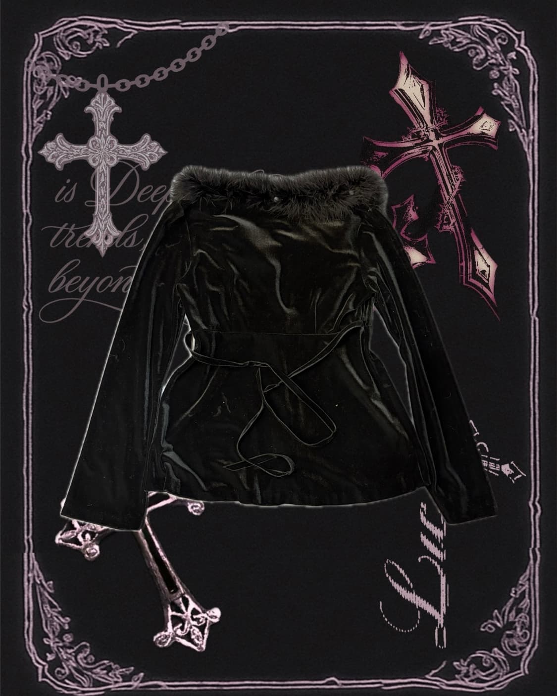 Gothic Velvet Fur Cardigan 상품이미지5
