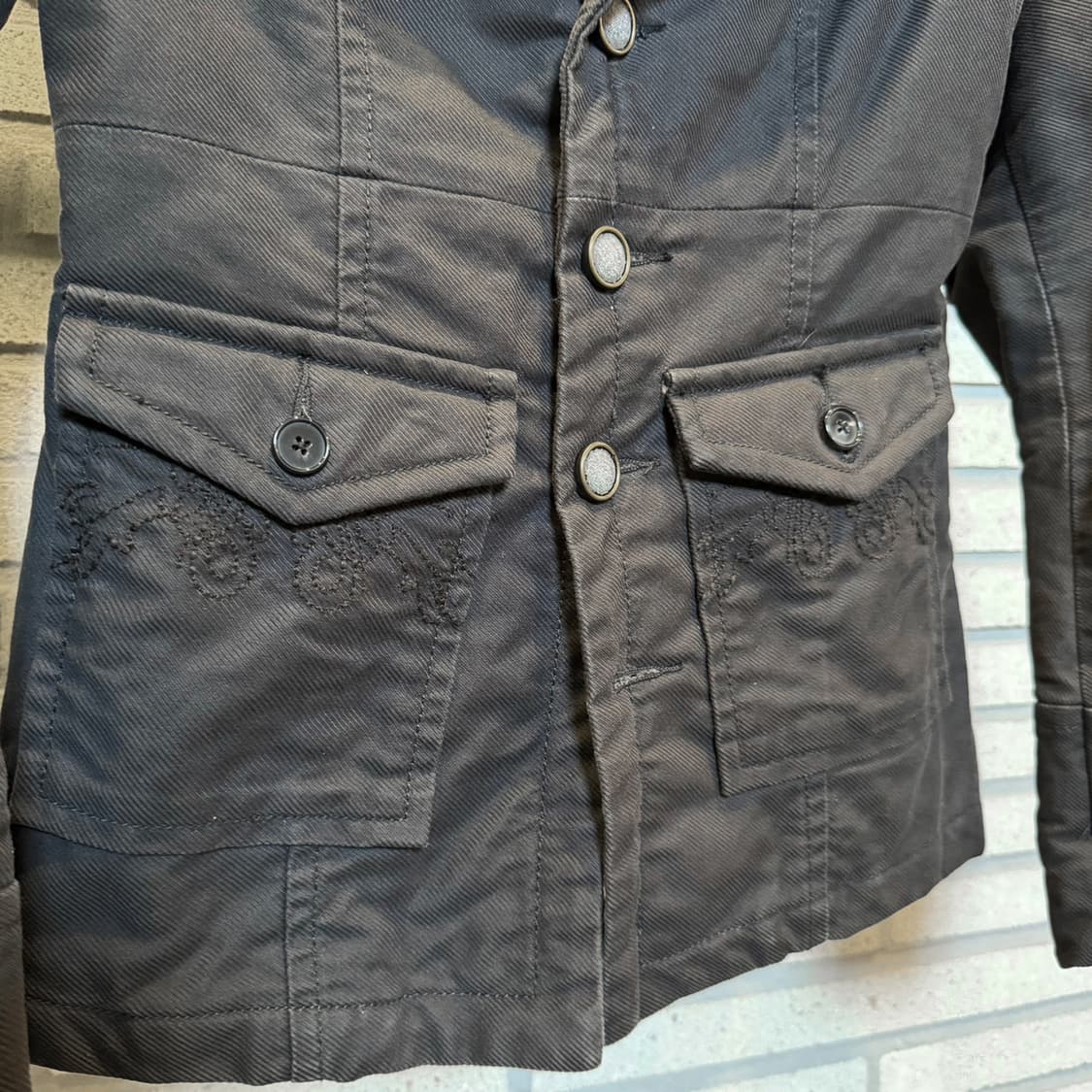 디젤 Y2K 아워글래스 퍼 코트자켓 패널절개 퀼팅안감 디테일 차콜 상품이미지6