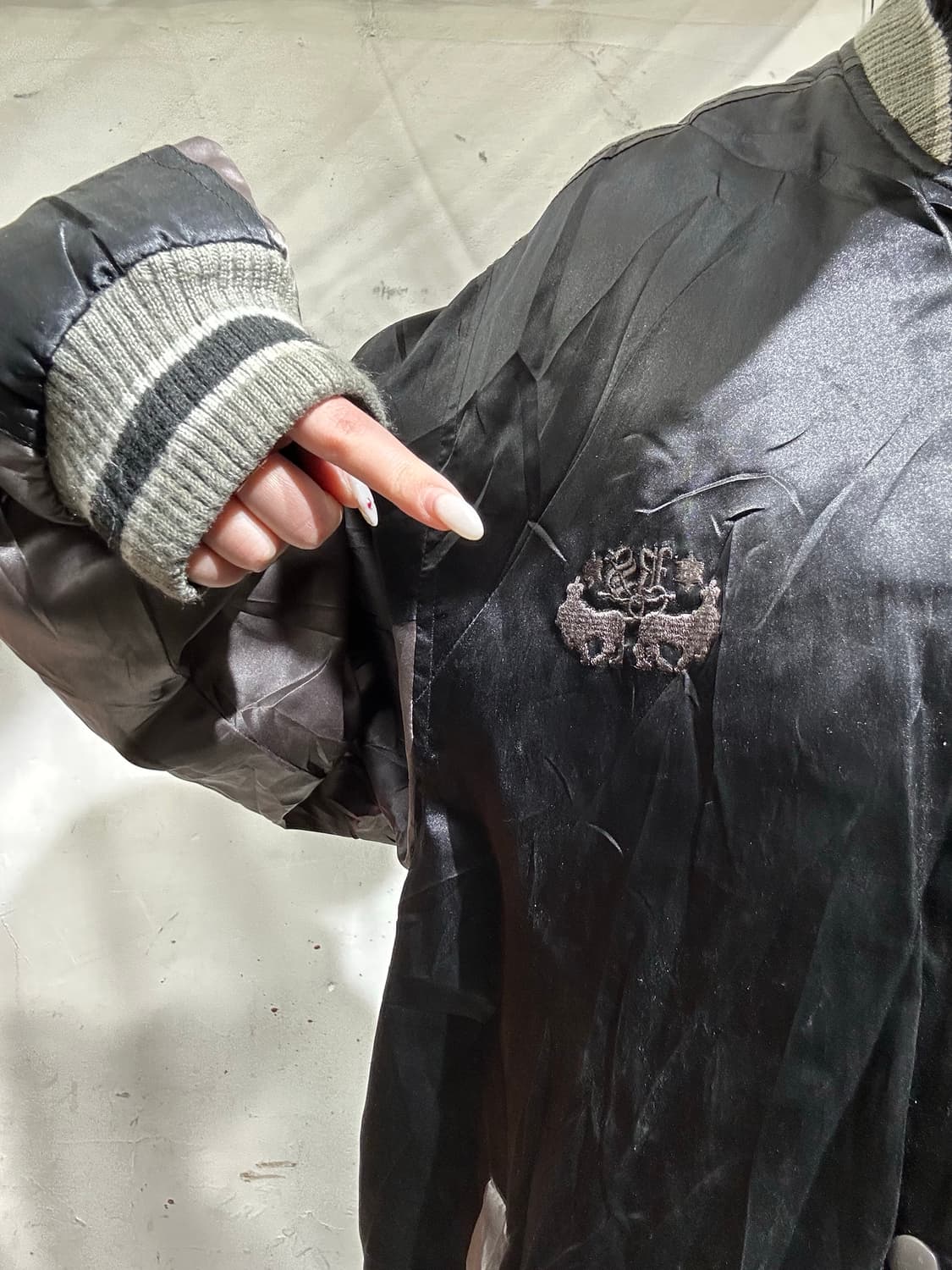 일본 빈티지 블랙 빅 로고 바시티 스타디움 자켓 L 상품이미지4