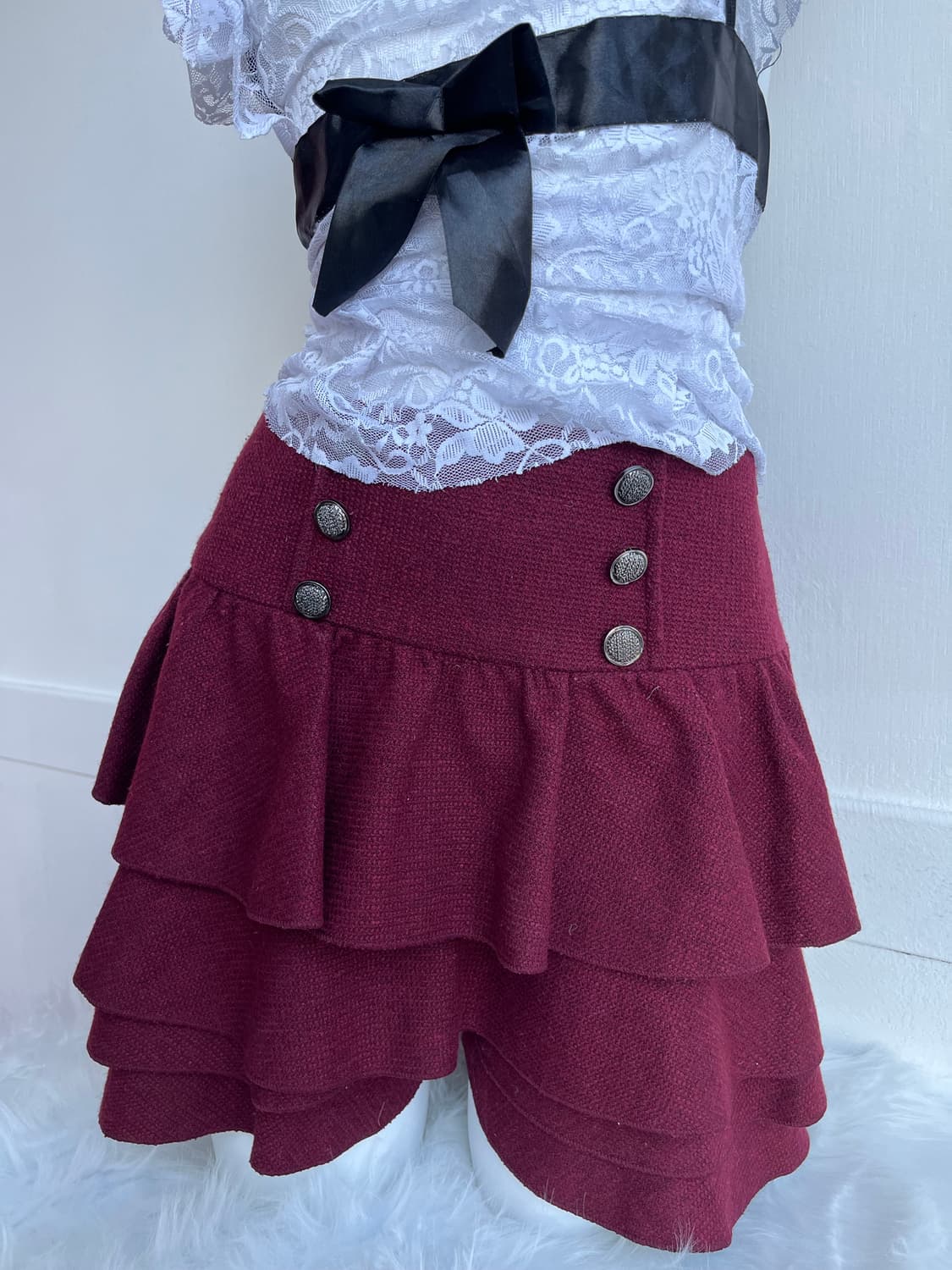 레드 와인 캉캉 스커트 상품이미지3