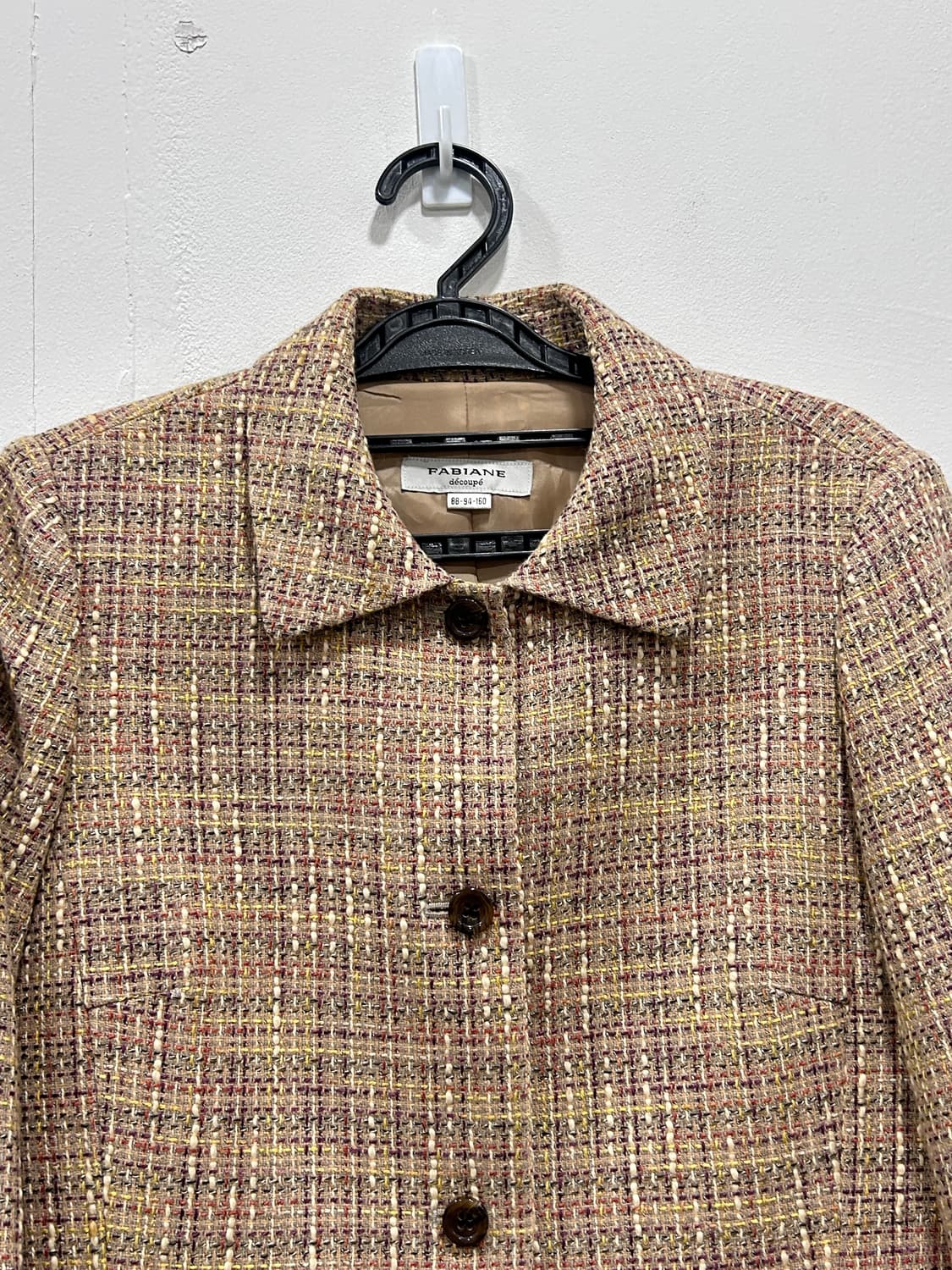 새상품급 파비안 울 트위드자켓 55 베이지 상품이미지2