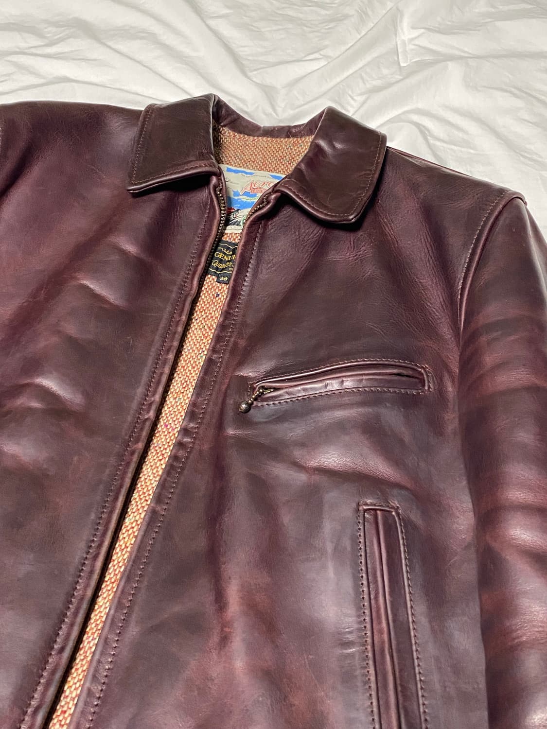 에어로 레더 클로딩 하프벨트 크롬악셀 호스하이드 레더자켓 38Size 상품이미지2