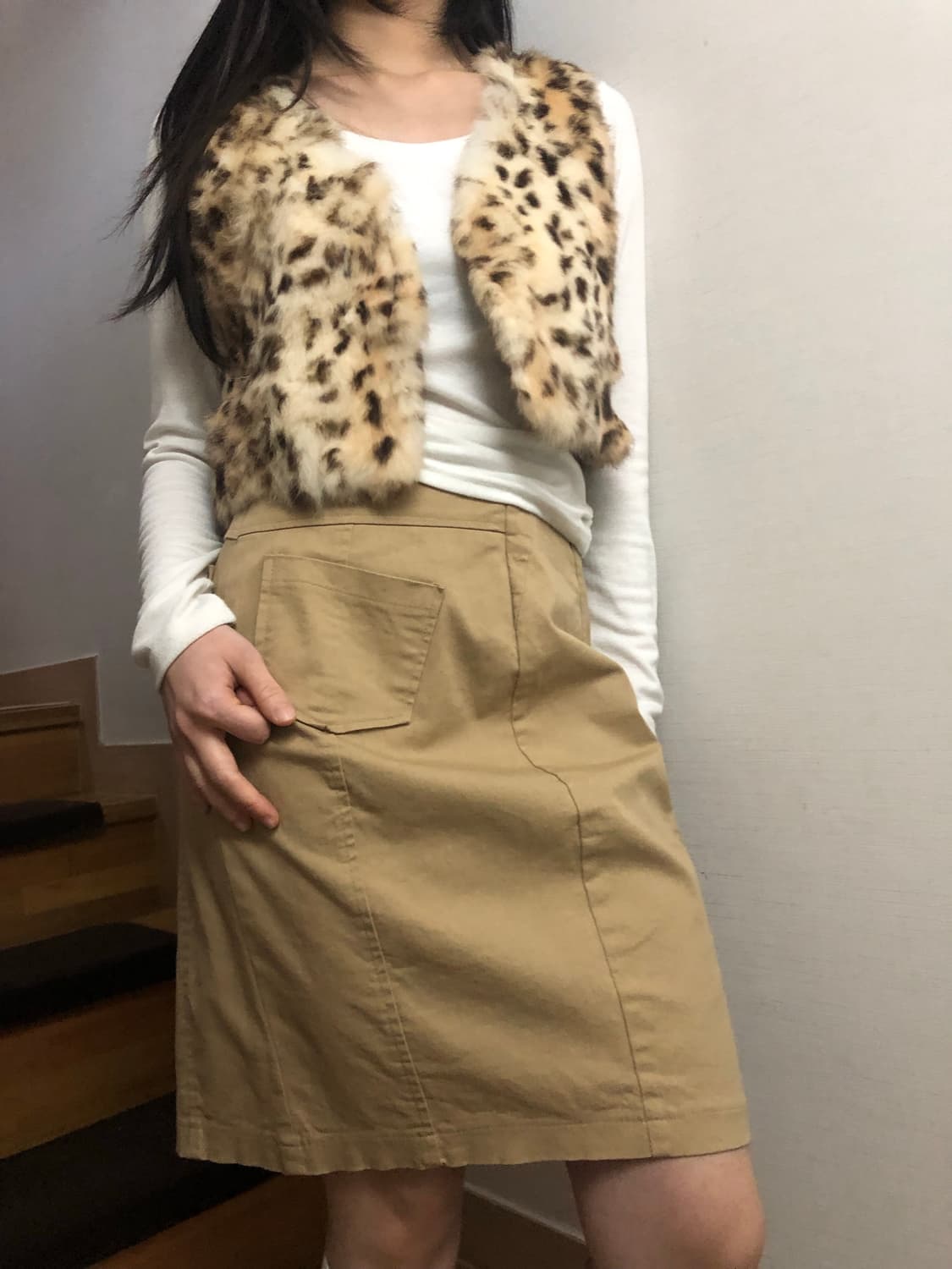 빈티지 베이지 포켓 미디 스커트 상품이미지6