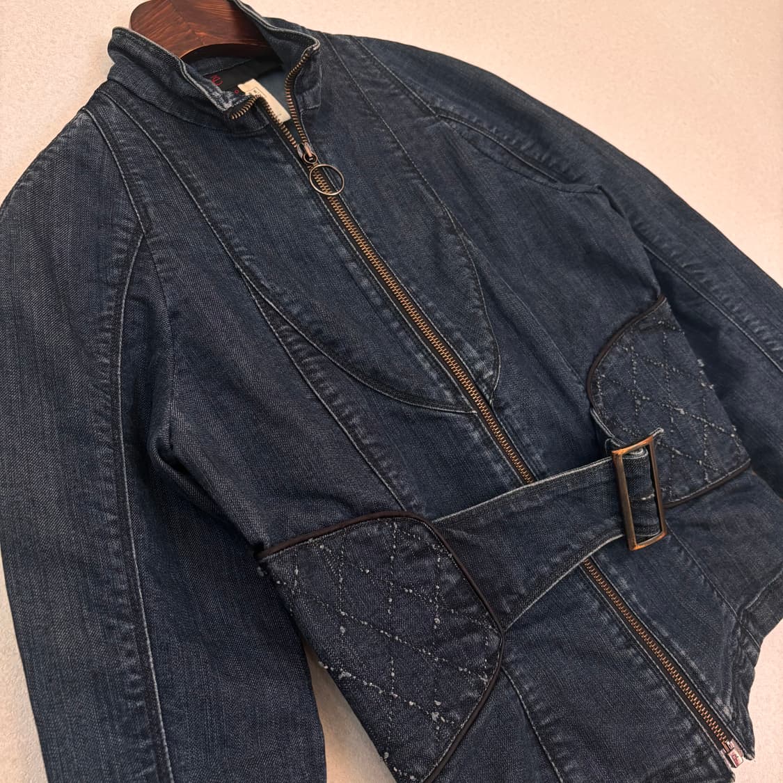 EXTE 엑스떼 여성 S 데님 자켓 스판 바이커 이태리 수입 정품 상품이미지8