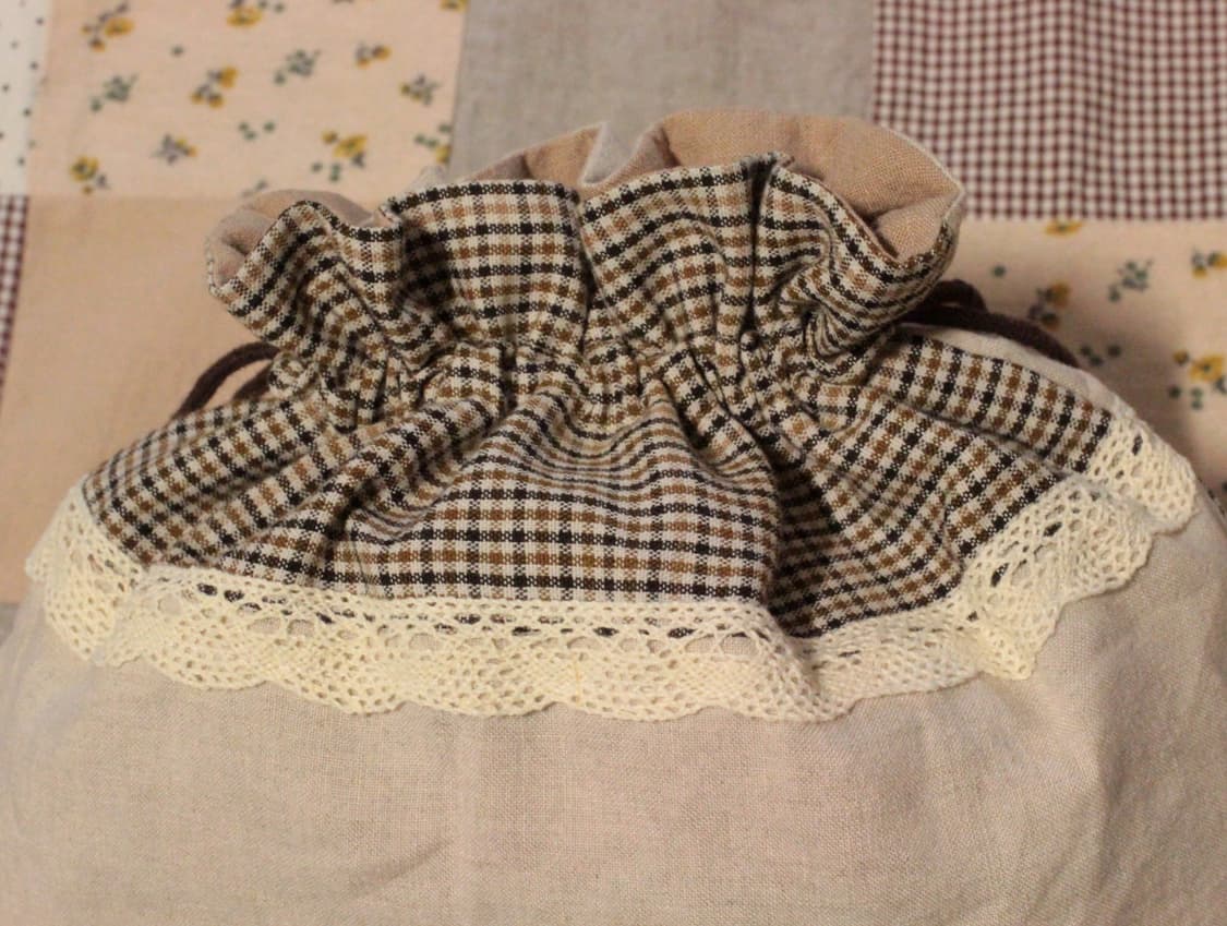 핸드메이드 빈티지 업사이클링 셔링 스트링 파우치 상품이미지5