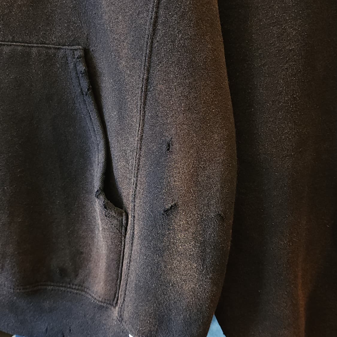 90s 러셀 후드 빈티지 스웻셔츠 썬페이딩 블랙 M 상품이미지7