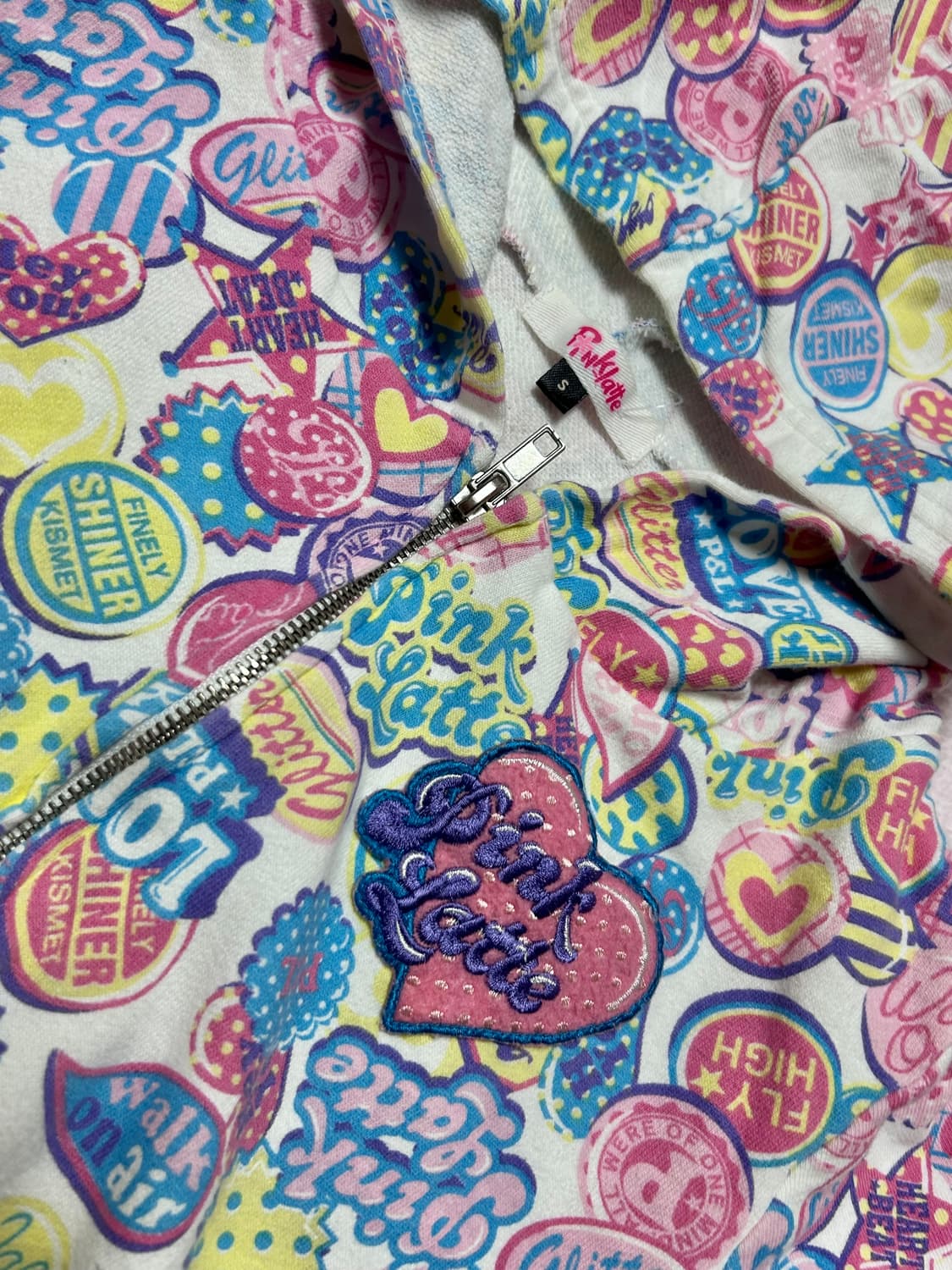 핑크라떼 그래픽 반팔후드집업 상품이미지2