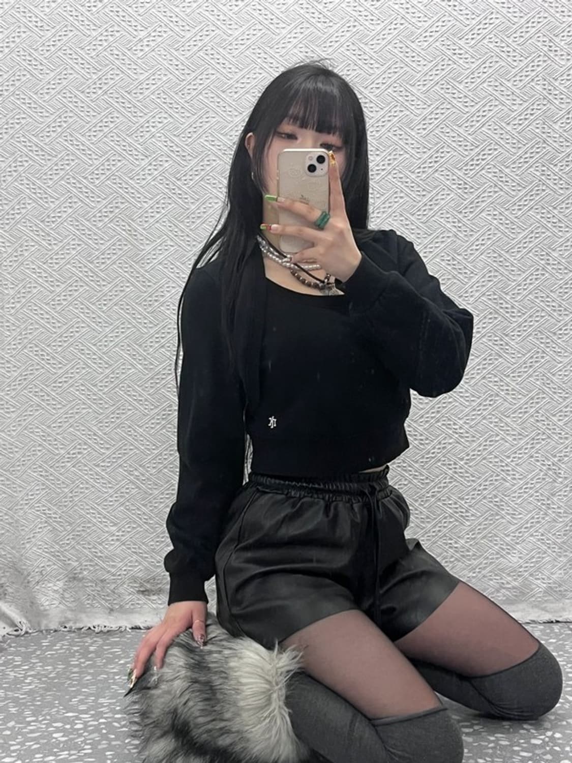 낫노잉 스트릿 힙합 레이어드 볼레로 크롭 맨투맨 C09520 상품이미지2