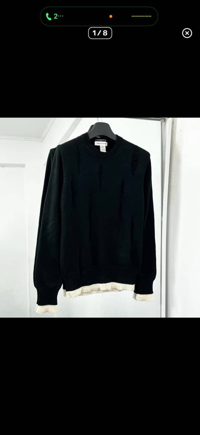 [구매] 꼼데가르송 셔츠 그린 그런지 데미지니트 상품이미지1