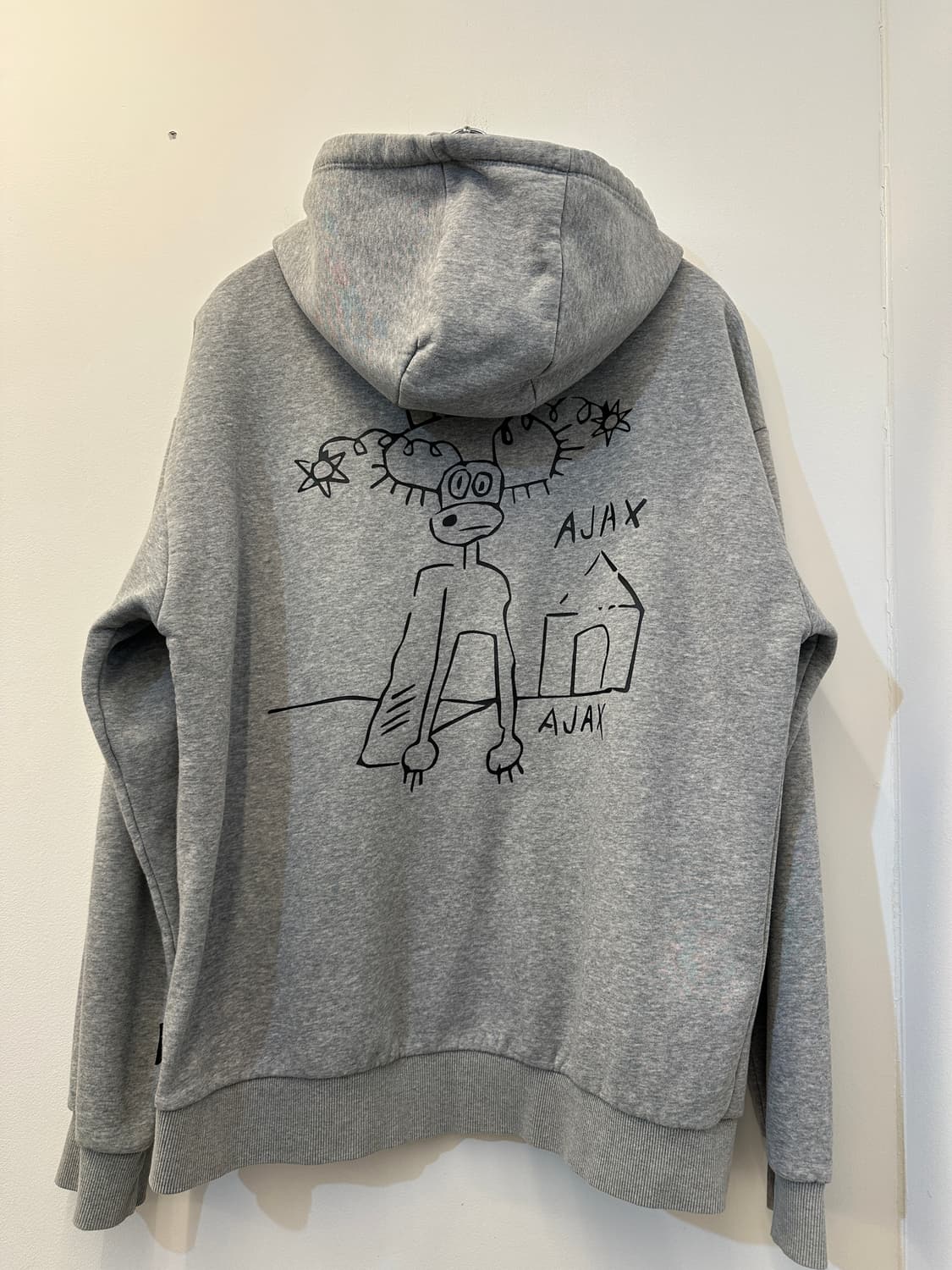 105)장미쉘바스키아 그레이 기모 후드티 뒷면 프린팅 상품이미지1