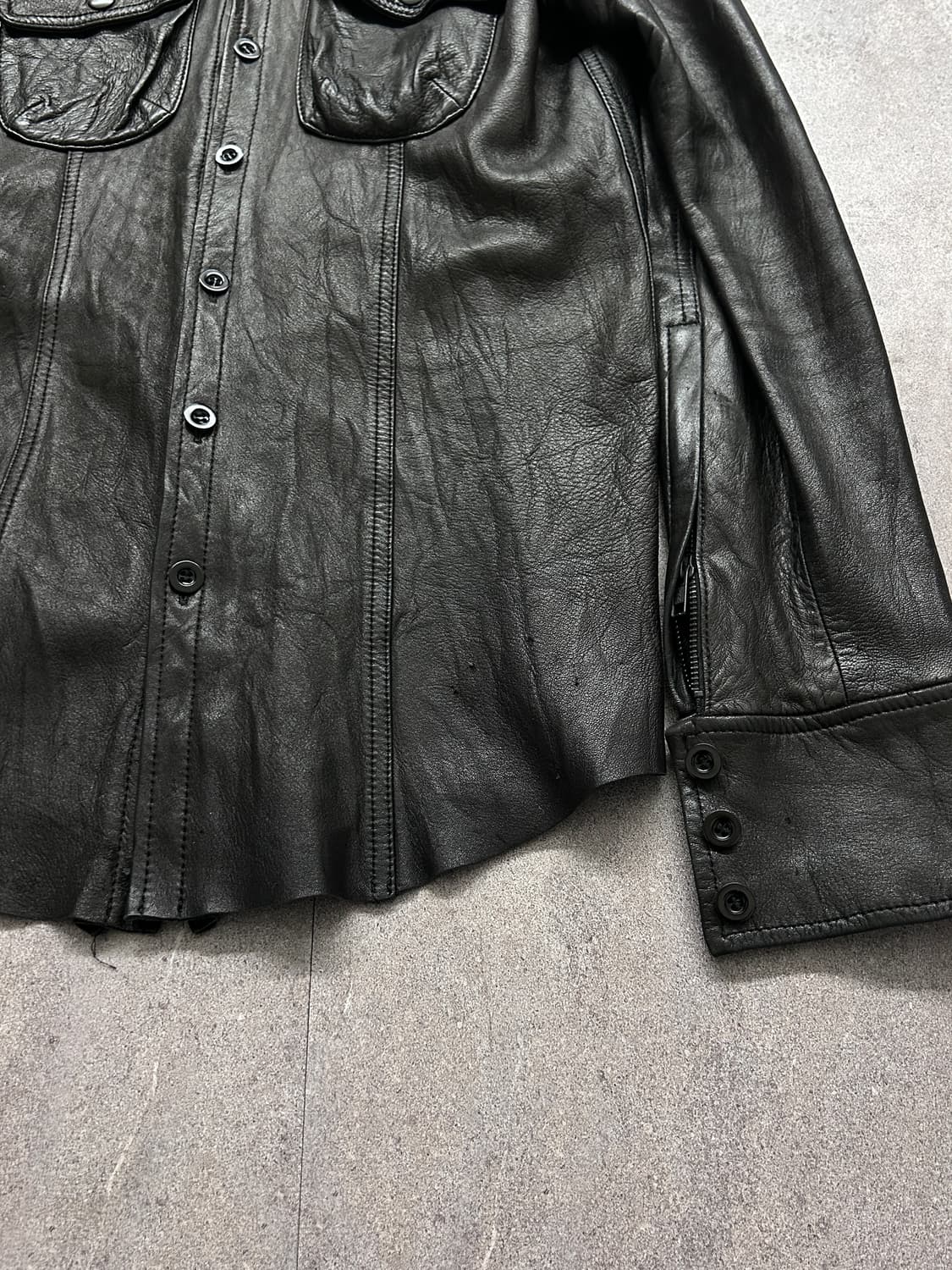 LGB Lambskin Cut Out Leather Shirts Jk 상품이미지4
