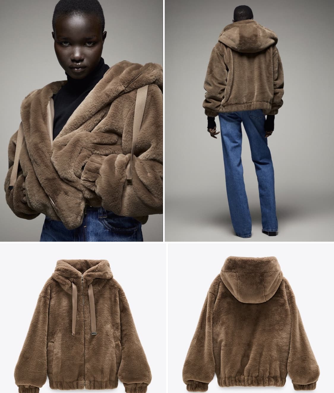 zara 자라 에코 퍼 점퍼 브라운 L 상품이미지2