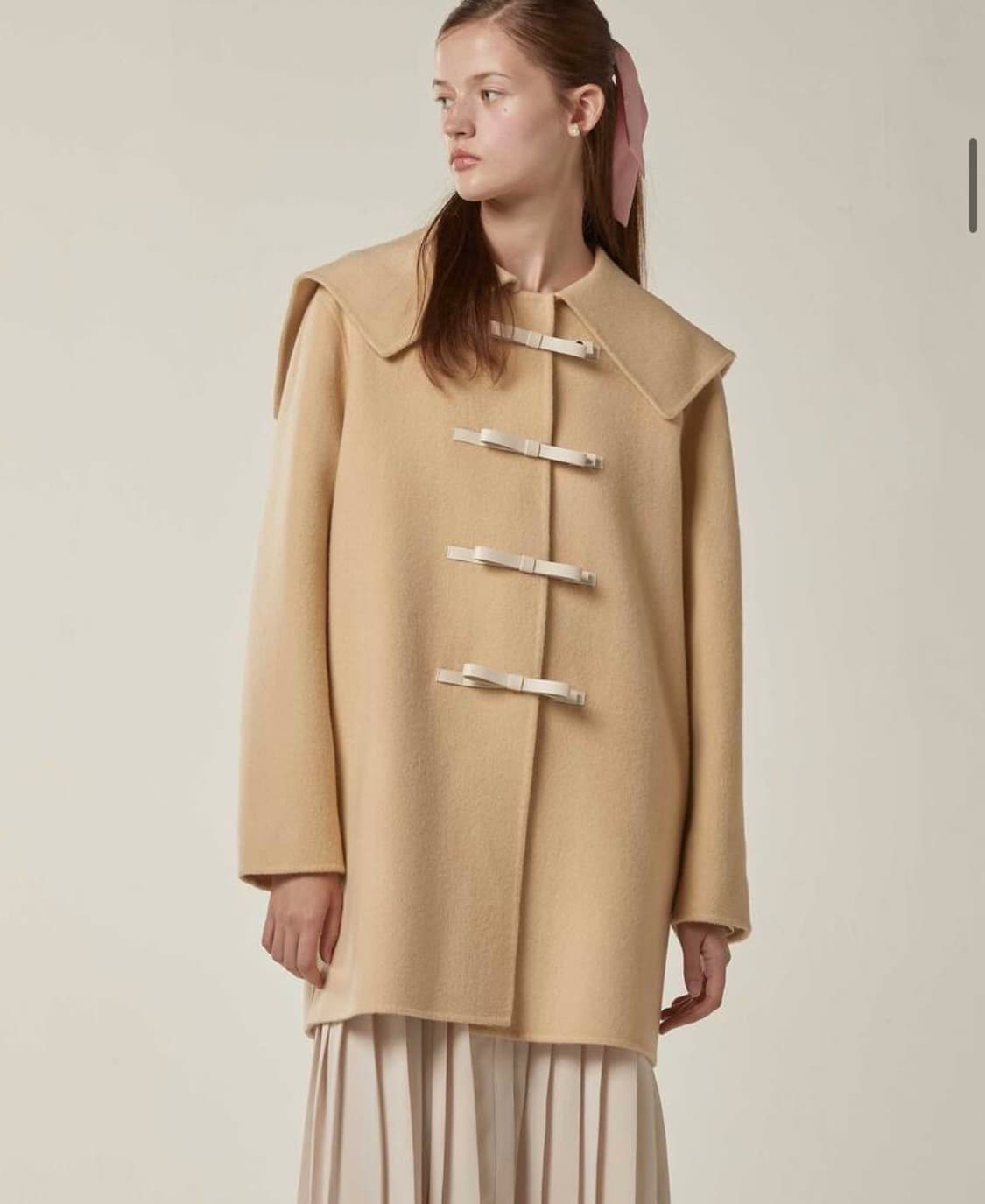비뮤즈맨션 리본 코트 베이지 상품이미지3