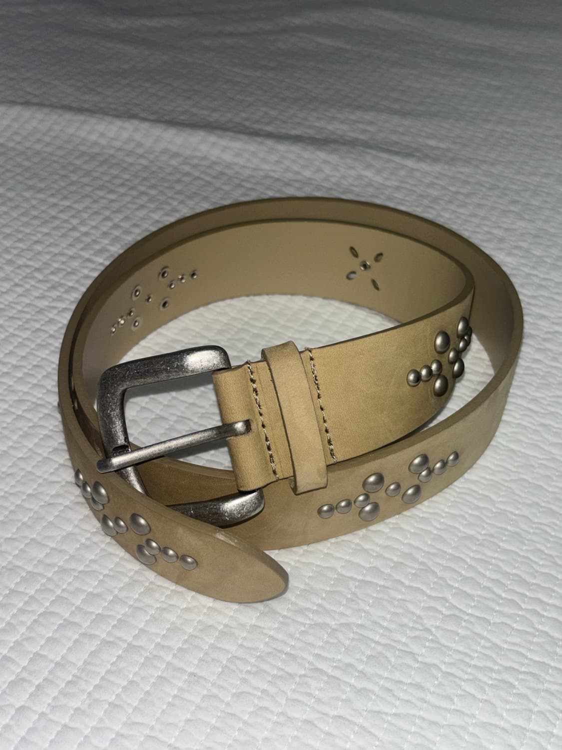 아수라 레더 스터드 벨트 LEATHER STUD BELT (BEIGE) 상품이미지1