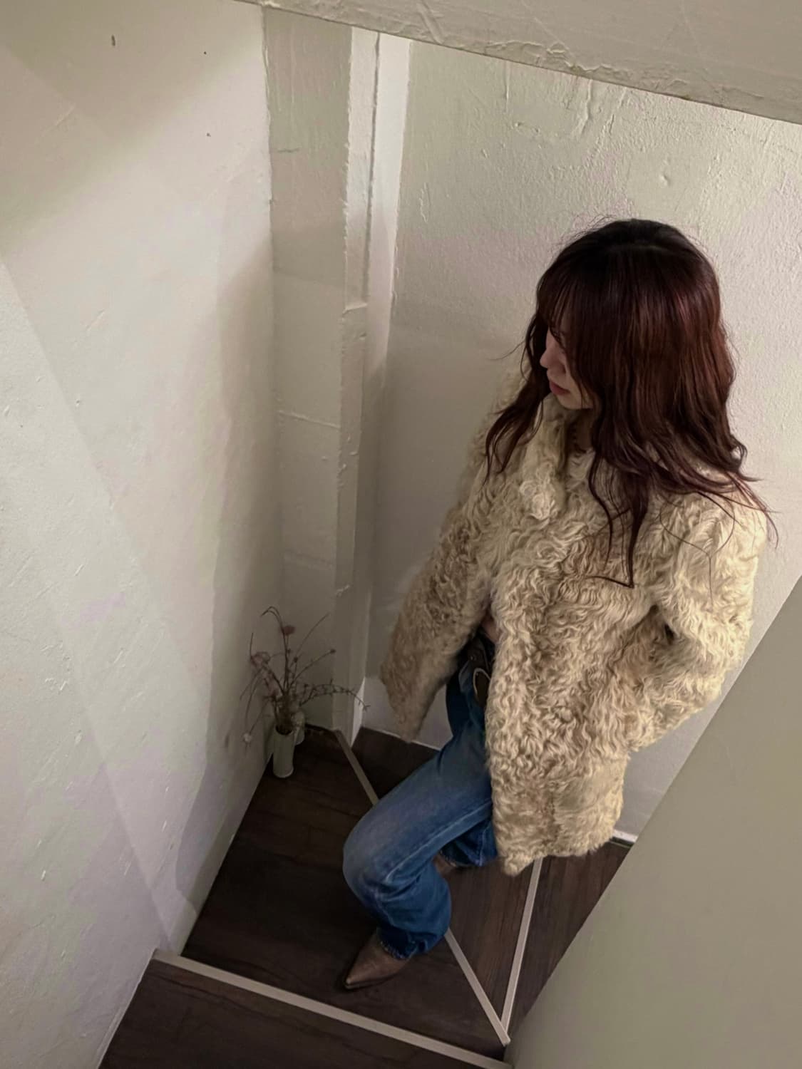 램스헤어/양털 미들 코트 상품이미지2