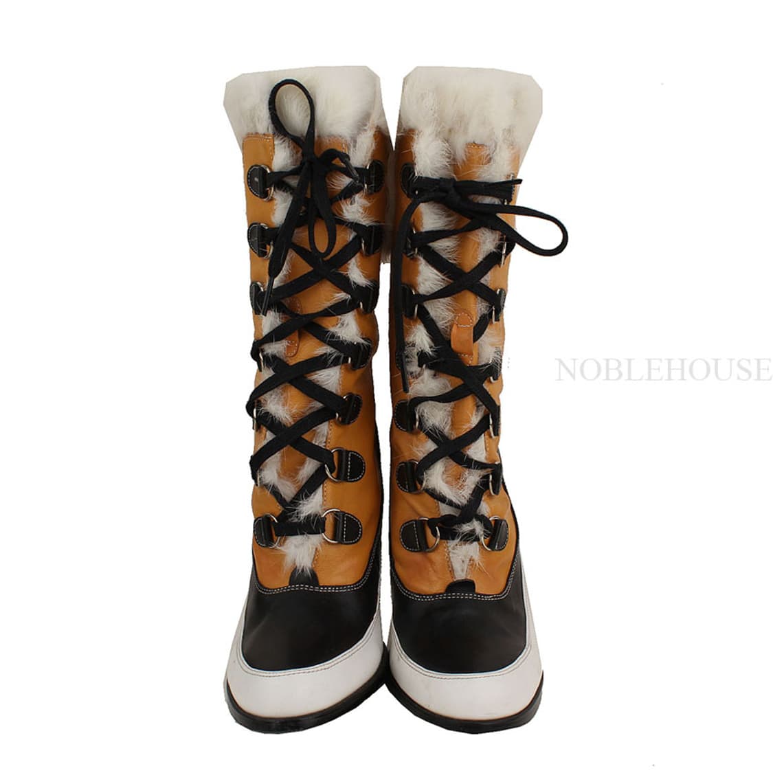 디스퀘어드2 탠저린오렌지 퍼장식 레이스업 미들부츠 38 상품이미지2