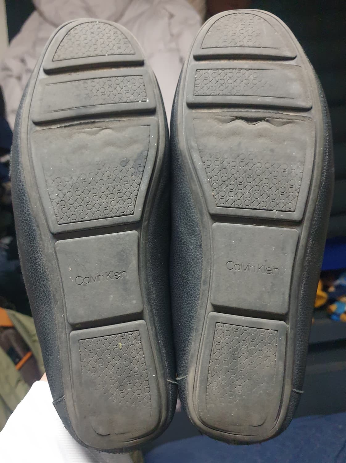 (희귀매물) 캘빈클라인 은장 CK로고 레더 보트 플랫슈즈 블랙 (245) 상품이미지5