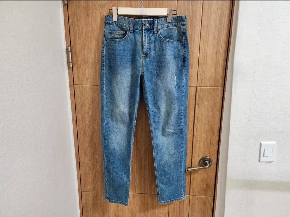 (32)플랙진 테이퍼드 크롭 데님 팬츠 상품이미지1