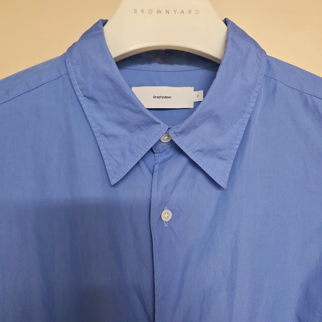 [F] 그라프페이퍼 브로드 L/S 오버사이즈드 레귤러 카라 셔츠 블루 상품이미지2