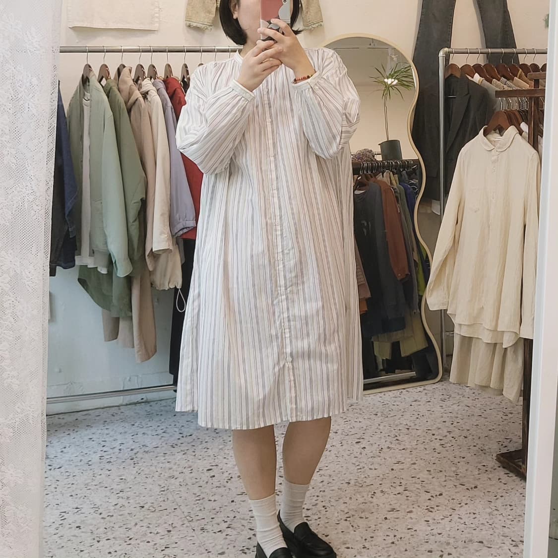 Cloud nine 멀티스트라이프 롱셔츠 원피스 상품이미지8