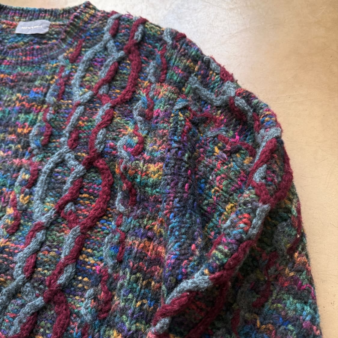 90S 맨즈 비기 BY 타케오 키쿠치 울혼방 믹스 컬러 스웨터 상품이미지5