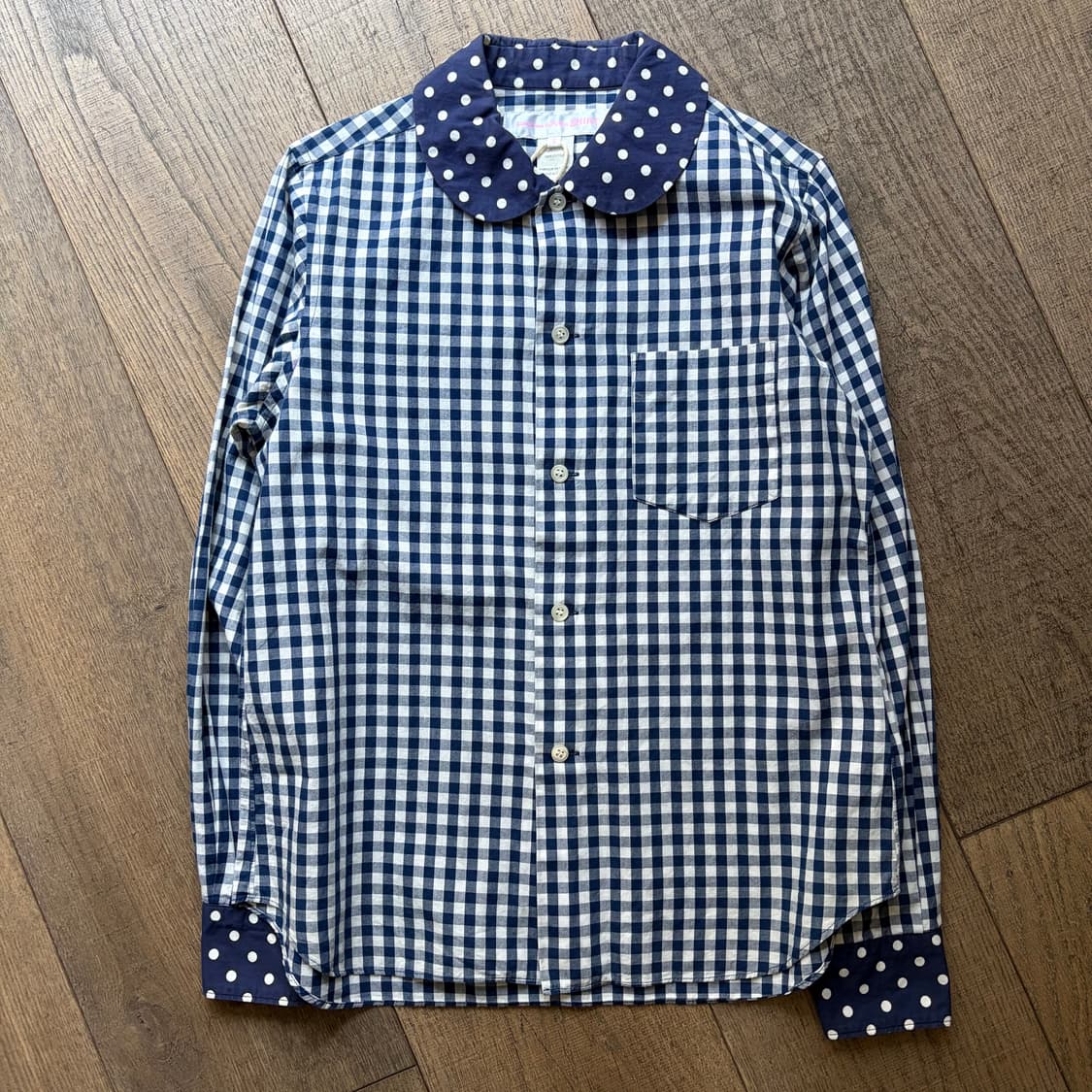 Dot Collar Check Blouse 상품이미지3