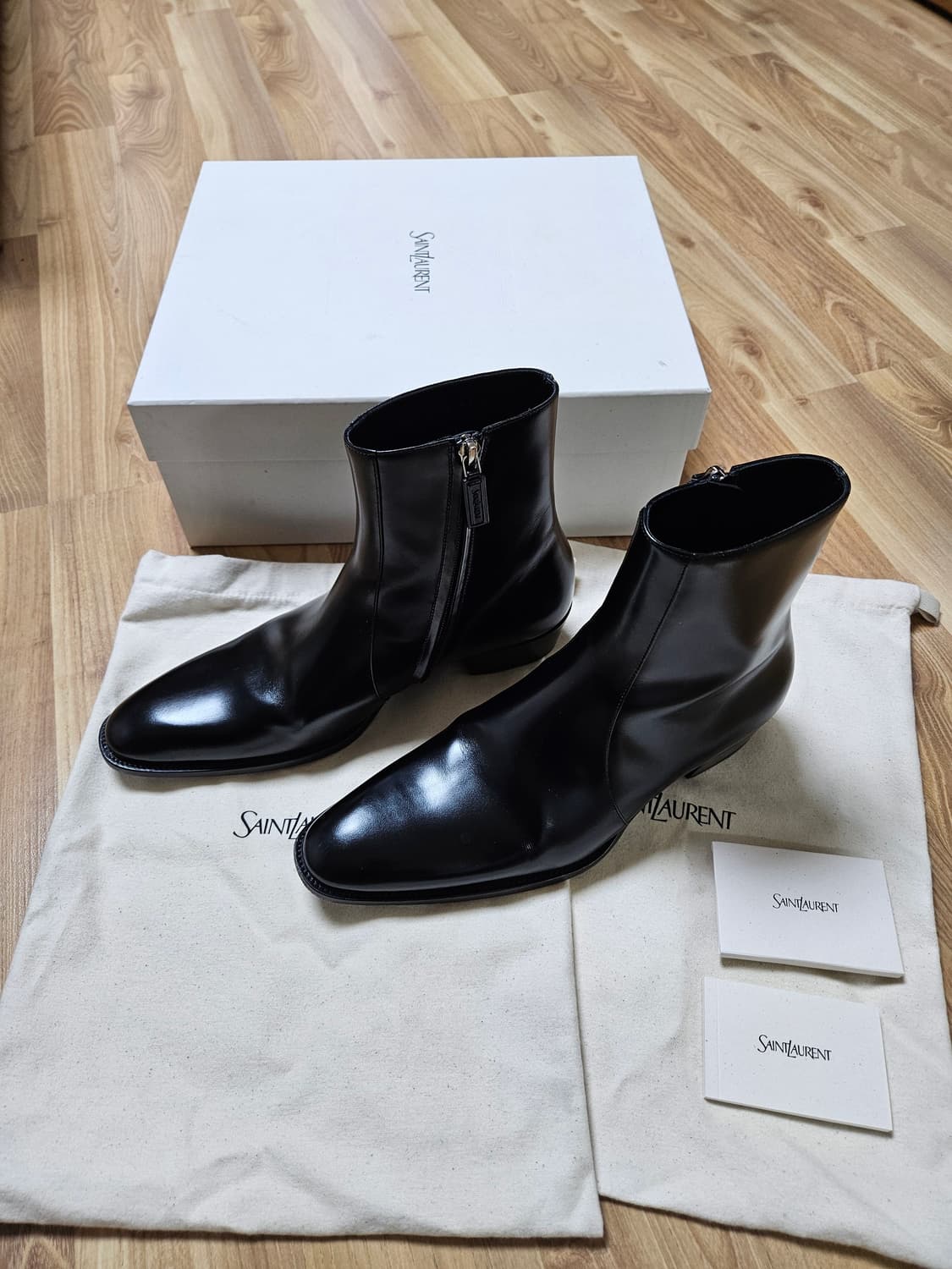 생로랑 로만 지퍼 앵클부츠 블랙 상품이미지1