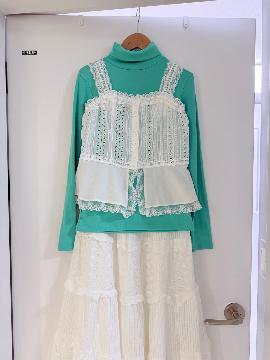하구미 민트 레이스 스커트 세트 상품이미지1