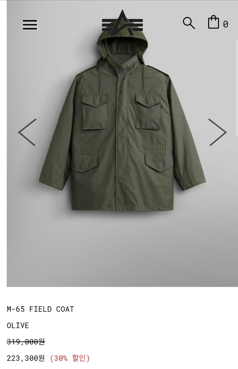 M 알파인더스트리 M-65 필드 코트 올리브 상품이미지1