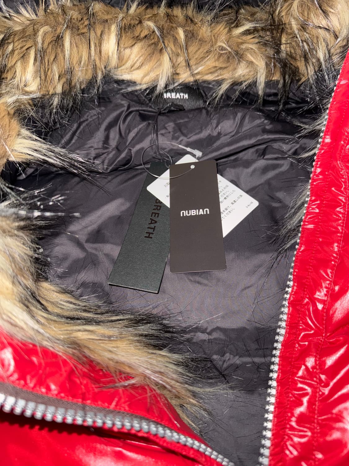 BREATH 퍼 샤이니 다운 베스트 레드 XL 상품이미지4